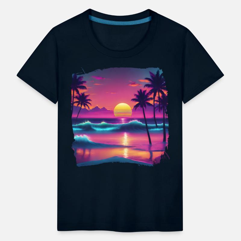 80s AI Airbrushed Beach Scene -Kids Shirts