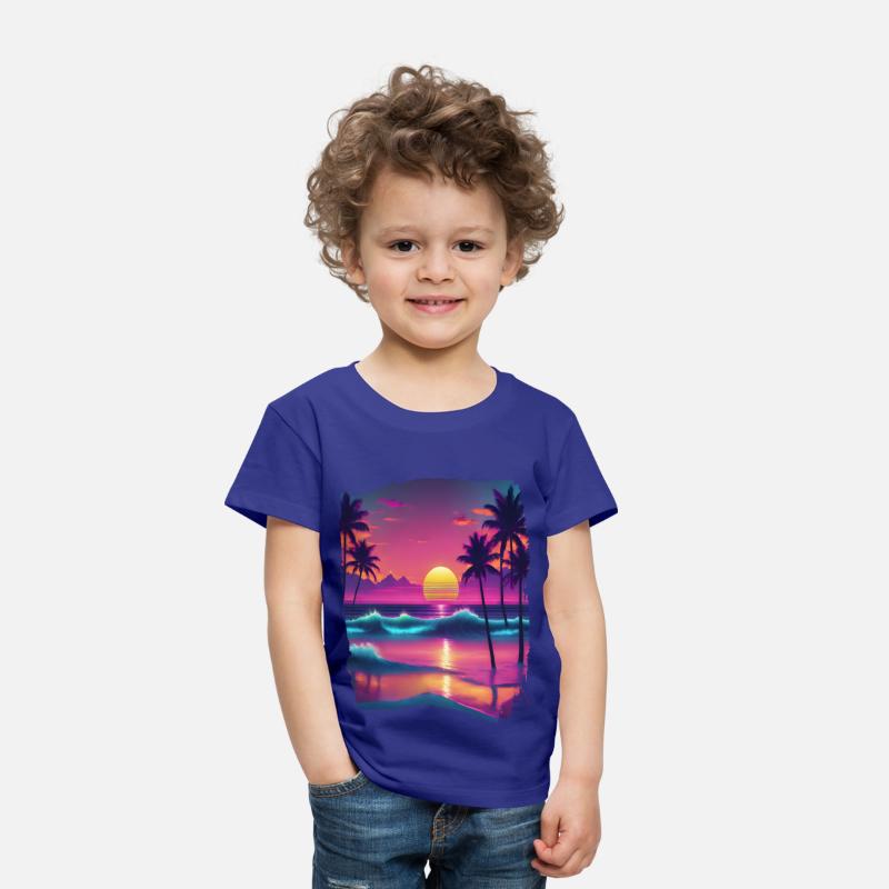 80s AI Airbrushed Beach Scene -Kids Shirts