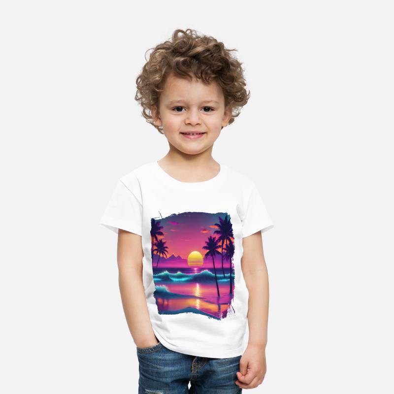 80s AI Airbrushed Beach Scene -Kids Shirts