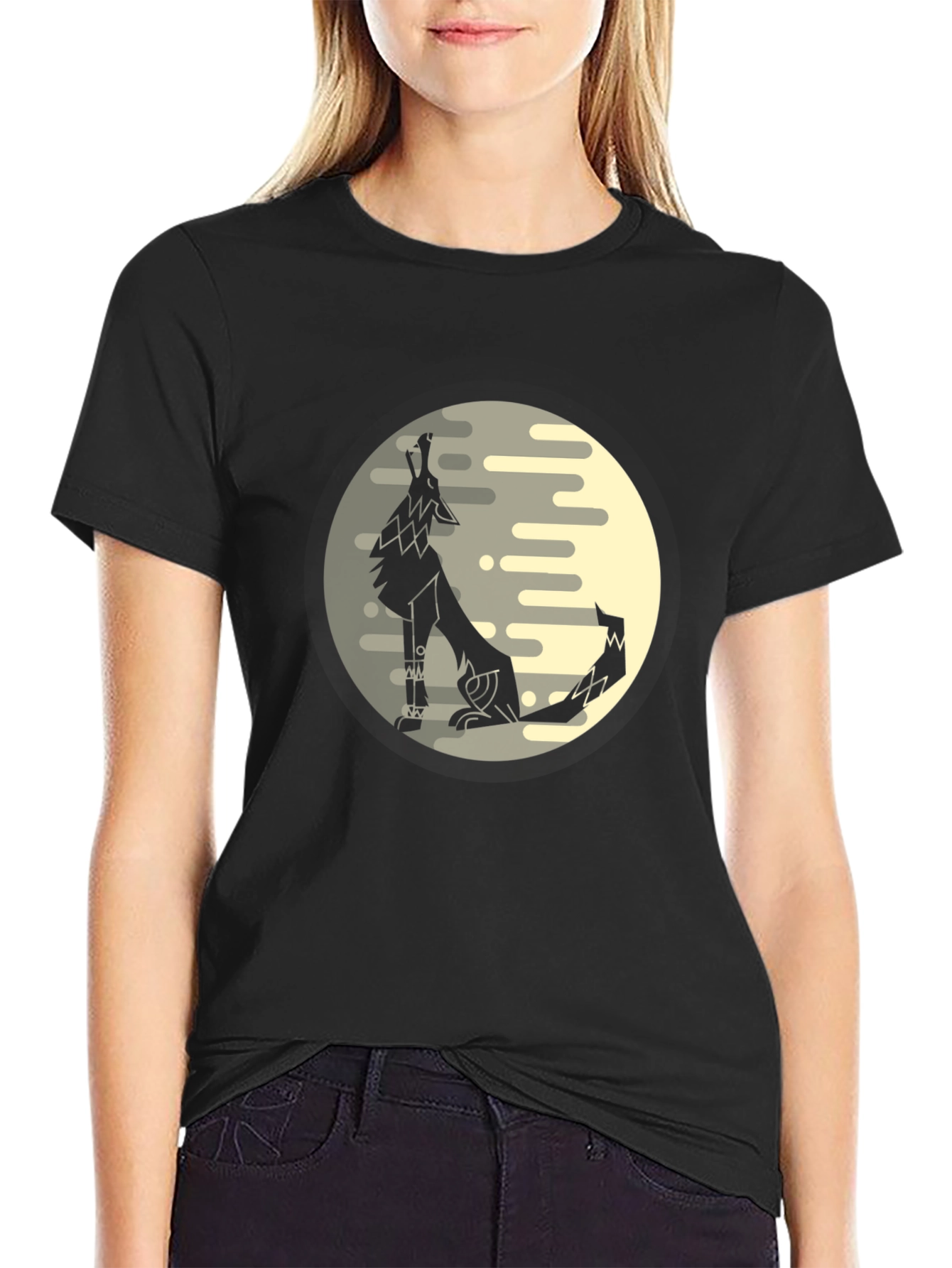 Wolf Moon Graphic Tee - Black Cotton Comfort