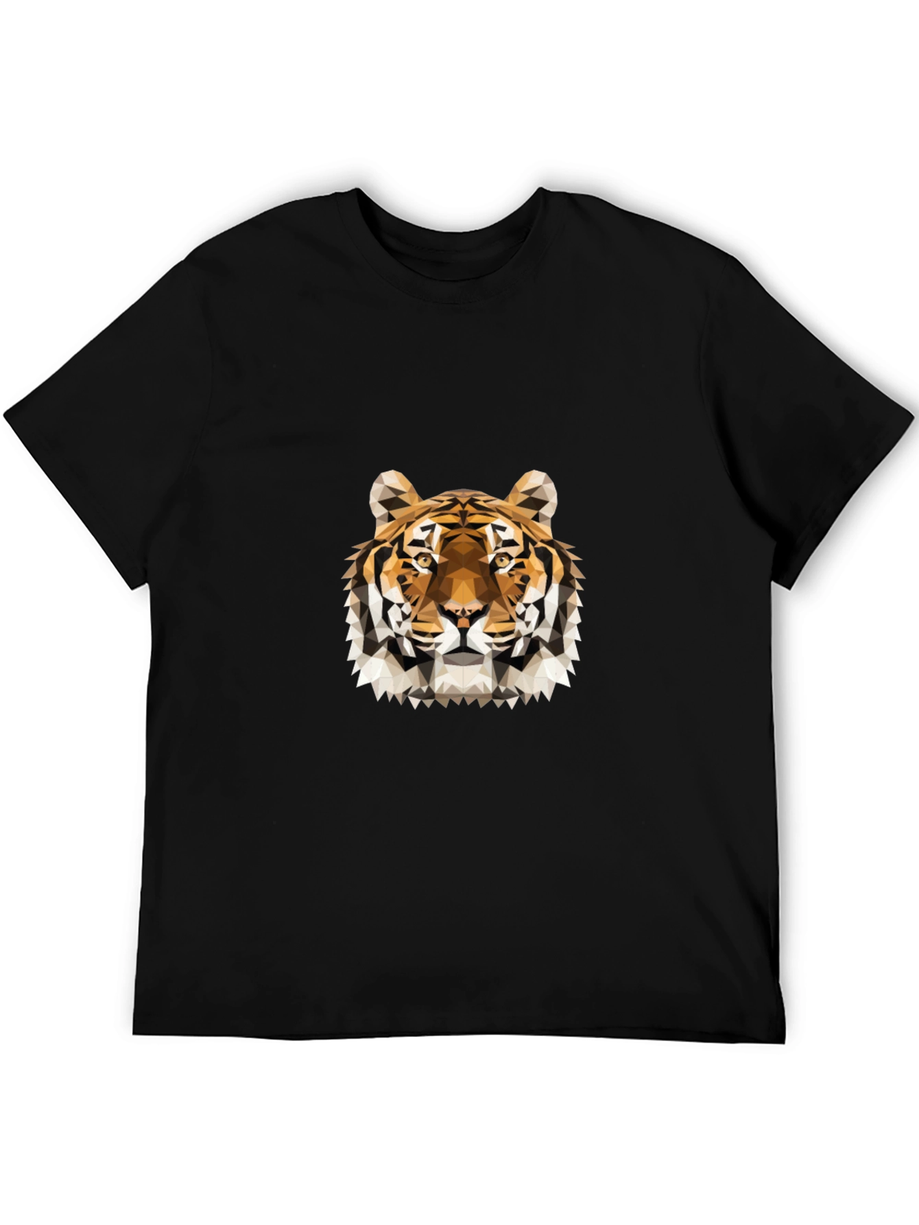 Geometric Tiger Graphic Black T-Shirt