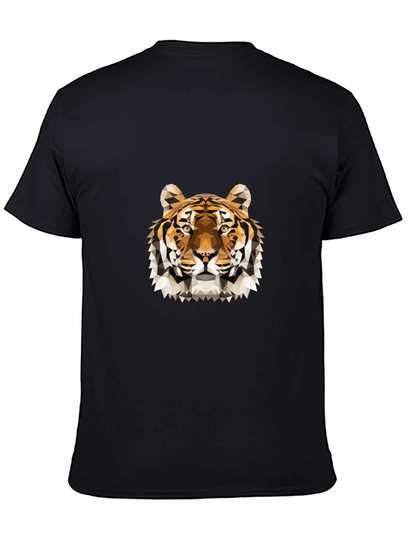 Geometric Tiger Graphic Black T-Shirt