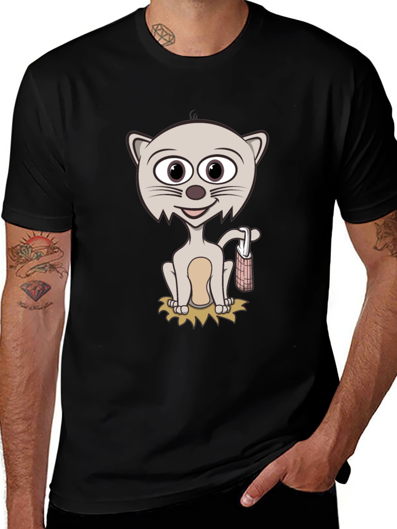 Cartoon Cat T-Shirt - Novelty Graphic Tee