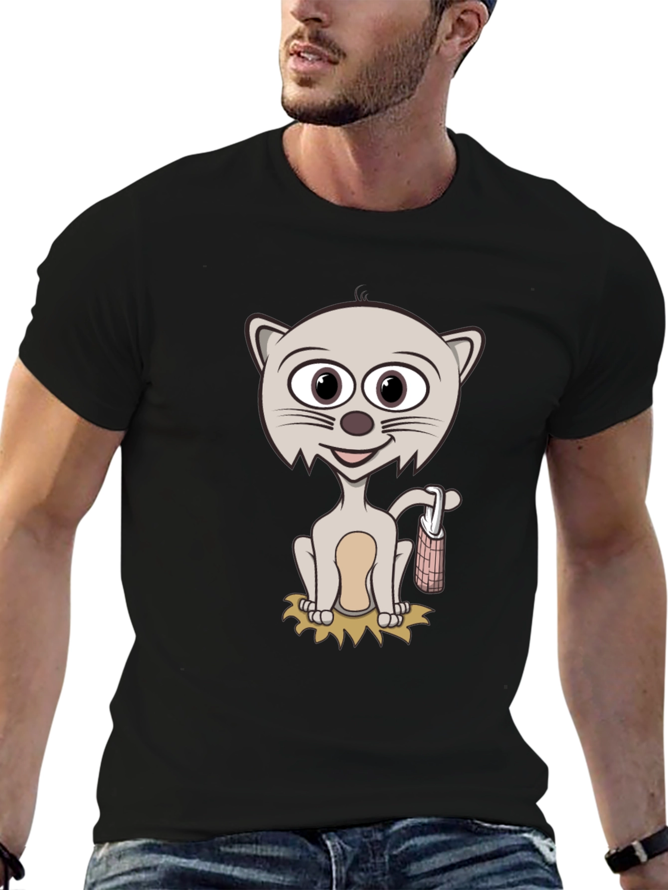 Cartoon Cat T-Shirt - Novelty Graphic Tee