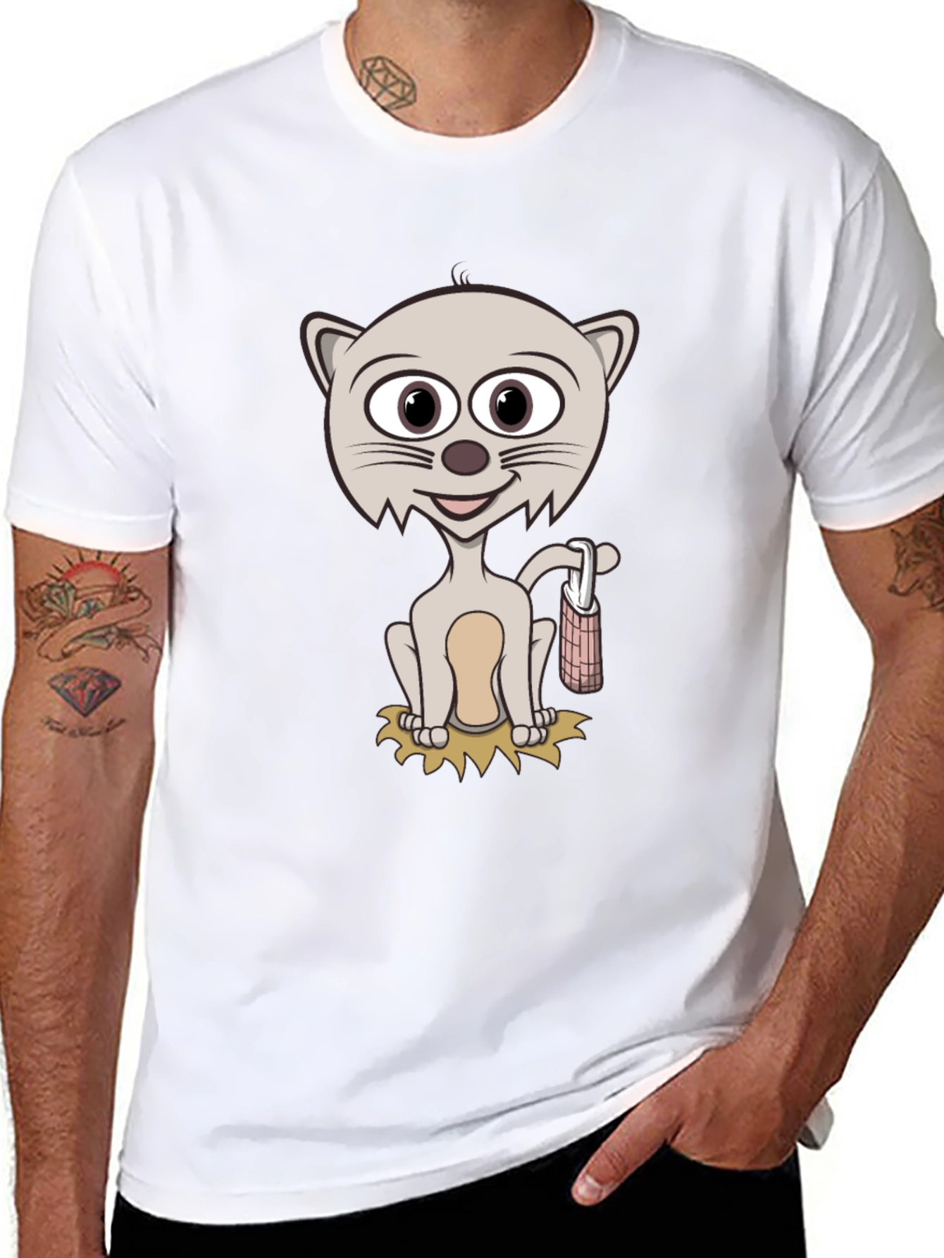 Cartoon Cat T-Shirt - Novelty Graphic Tee