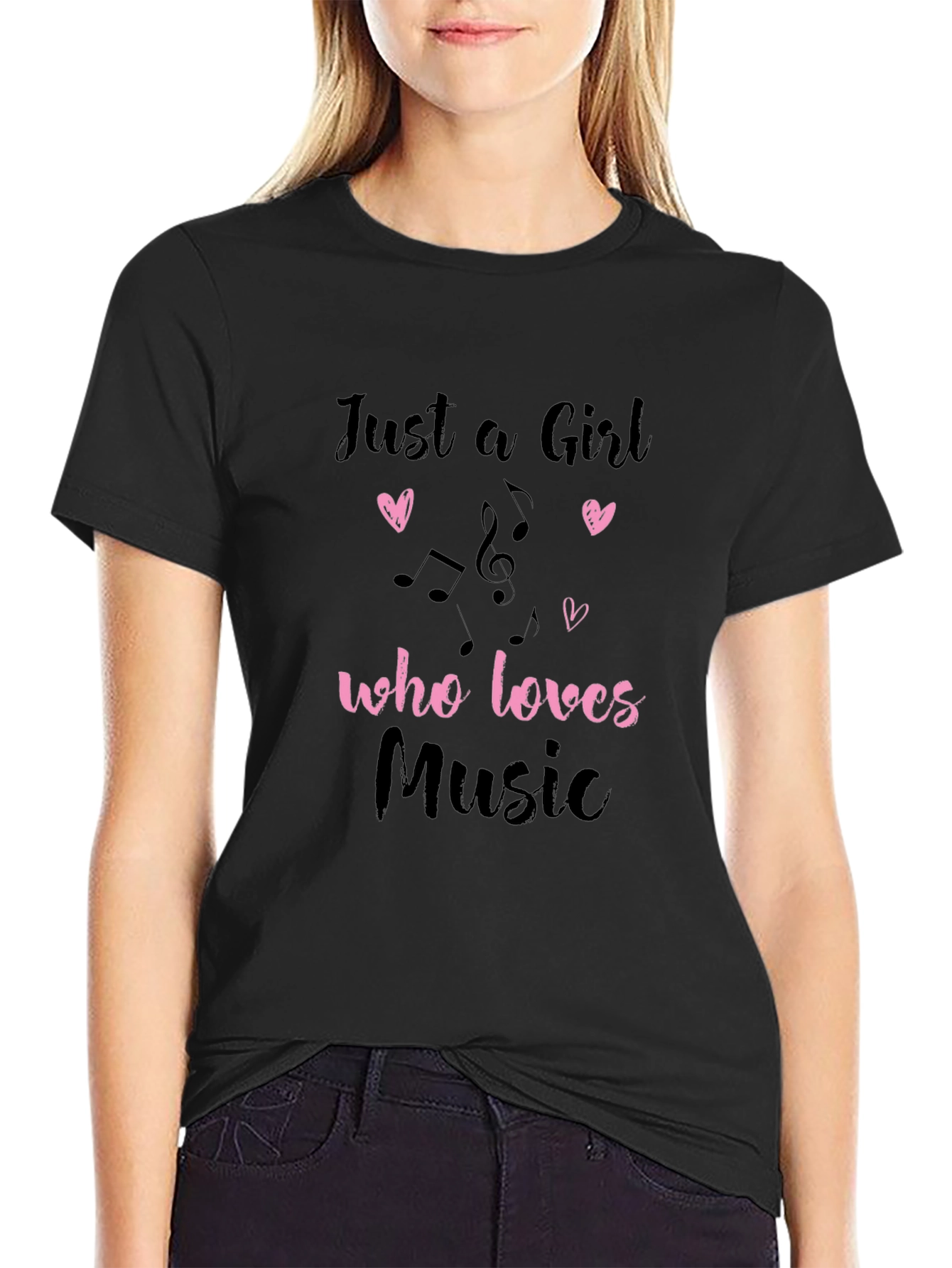 Just a Girl Who Loves Music T-Shirt - Black