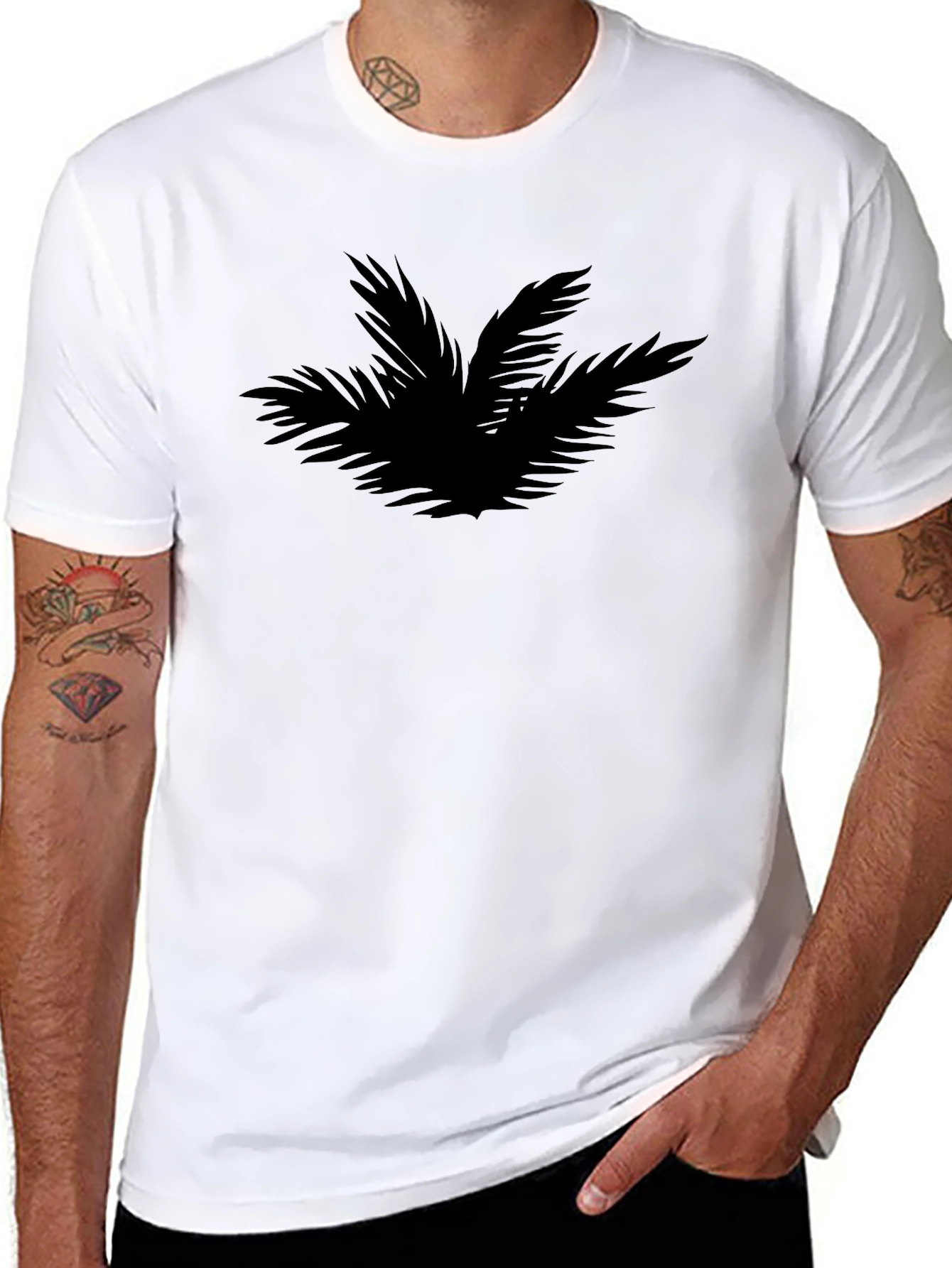 Stylish Black Palm Print T-Shirt for Men