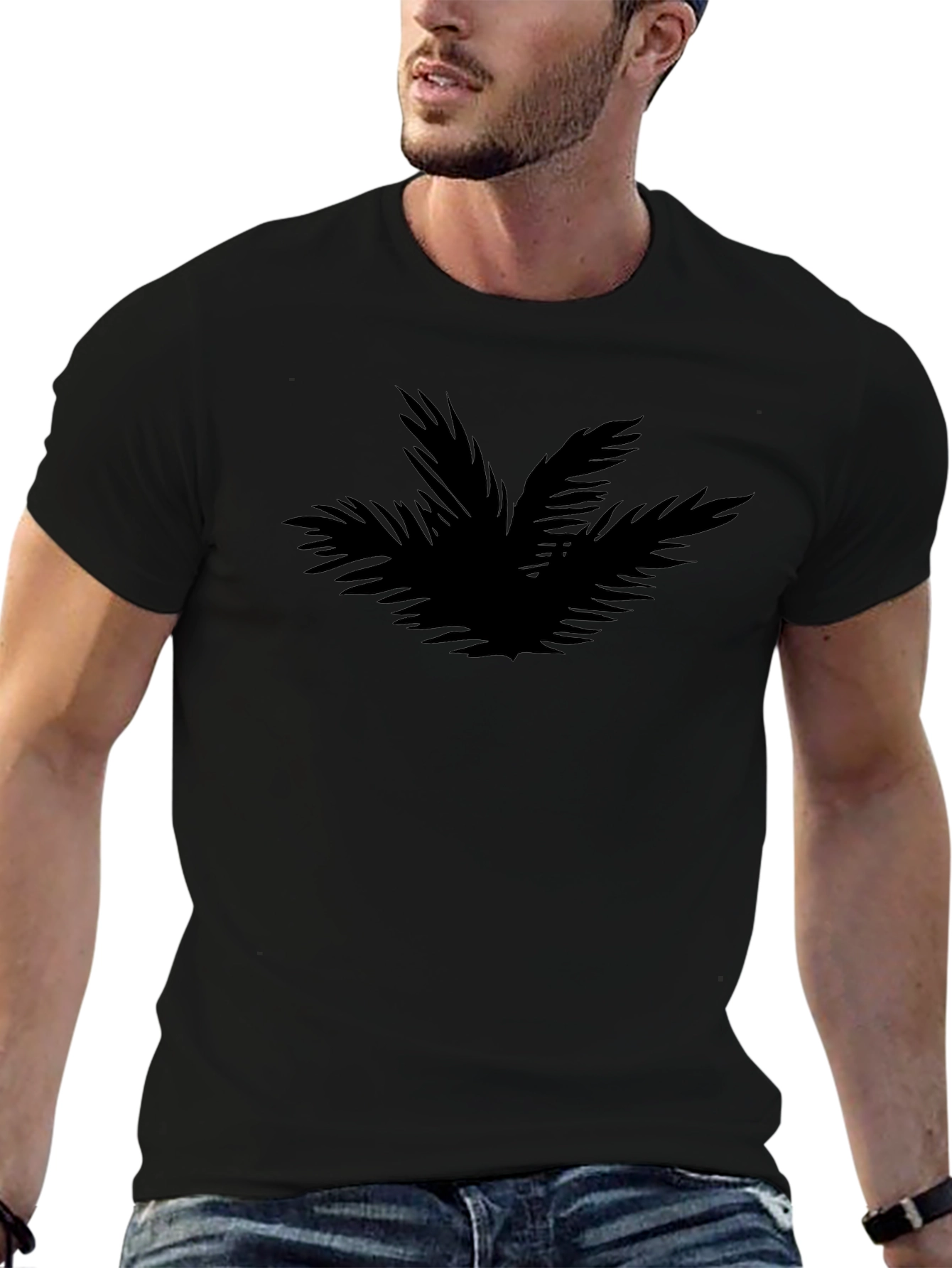 Stylish Black Palm Print T-Shirt for Men
