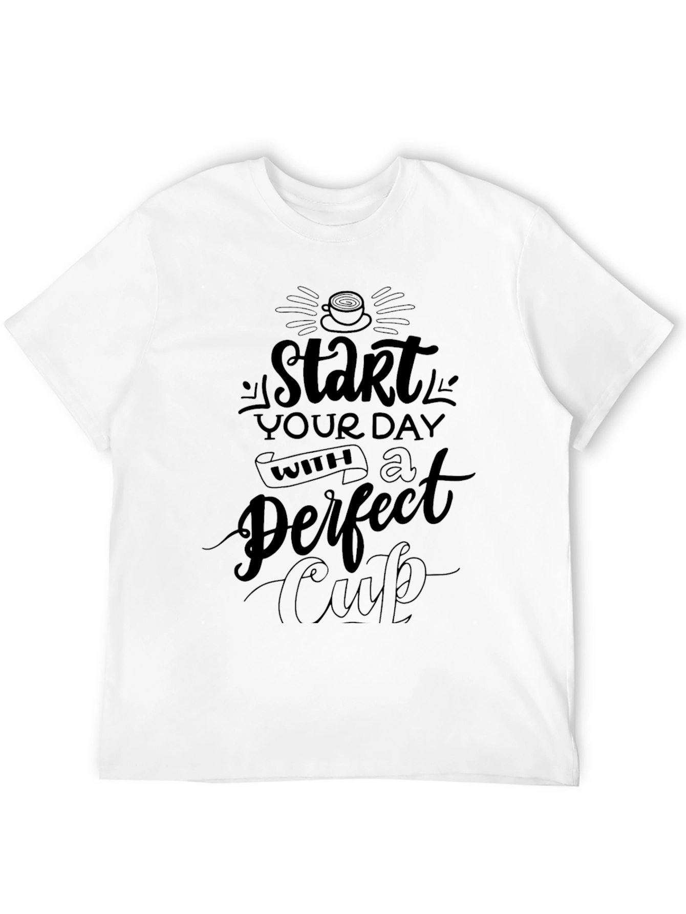 Start Your Day Coffee Graphic Black T-Shirt