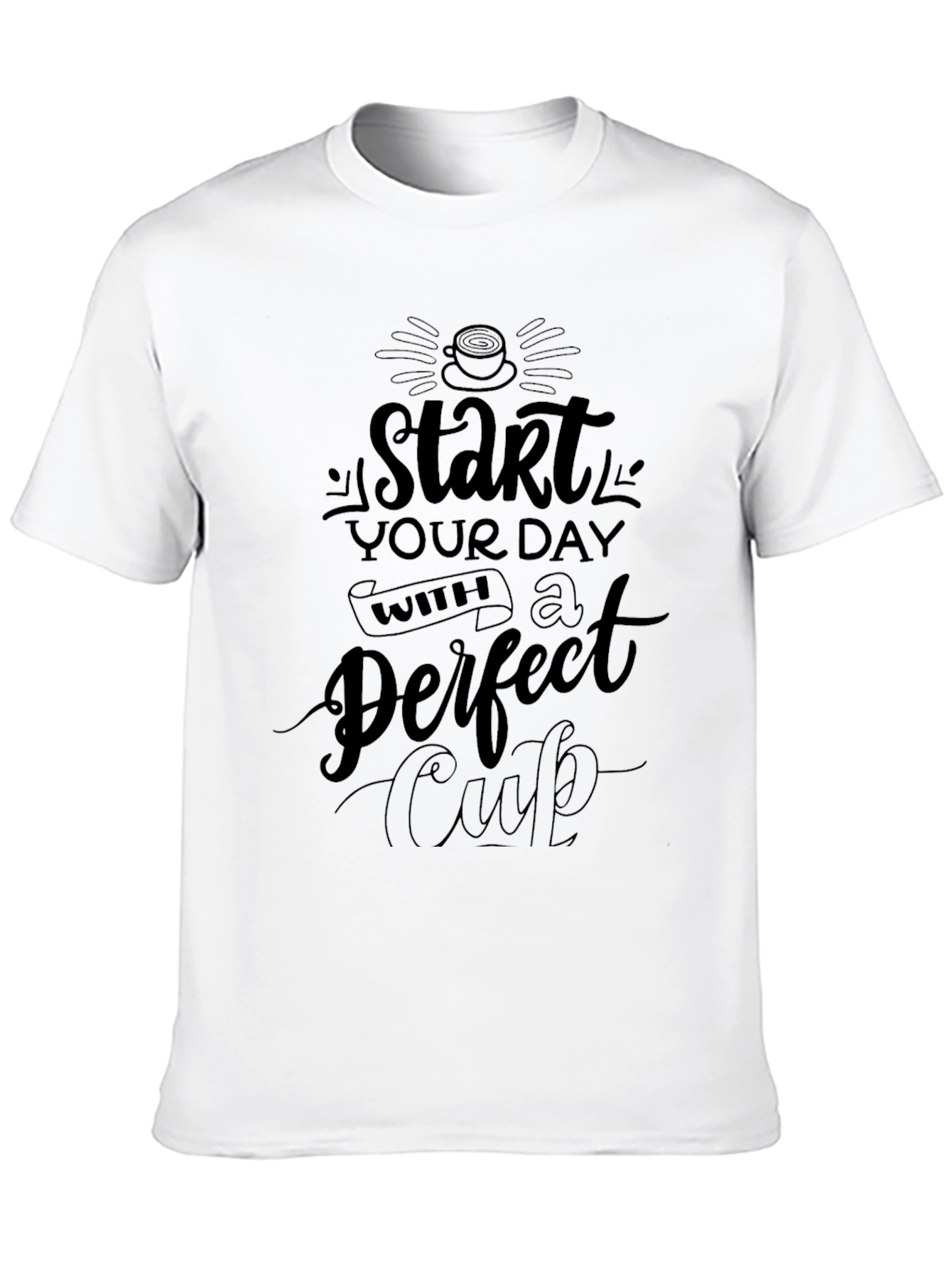 Start Your Day Coffee Graphic Black T-Shirt