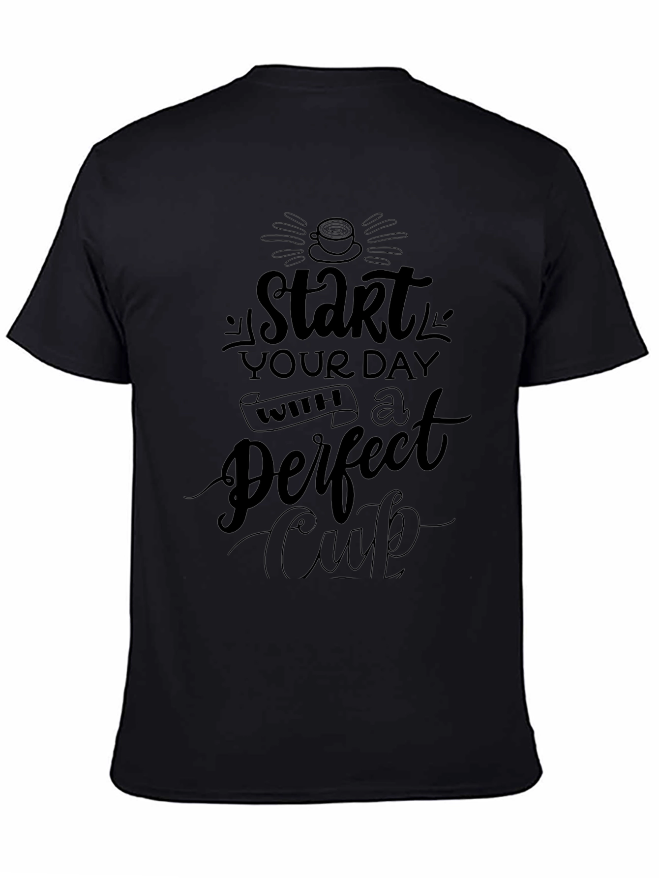 Start Your Day Coffee Graphic Black T-Shirt