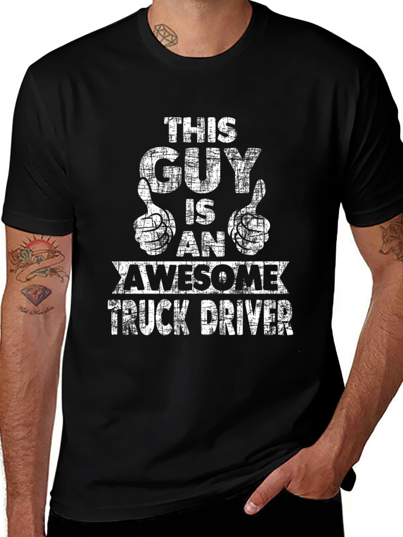 Awesome Truck Driver Graphic Tee - Black