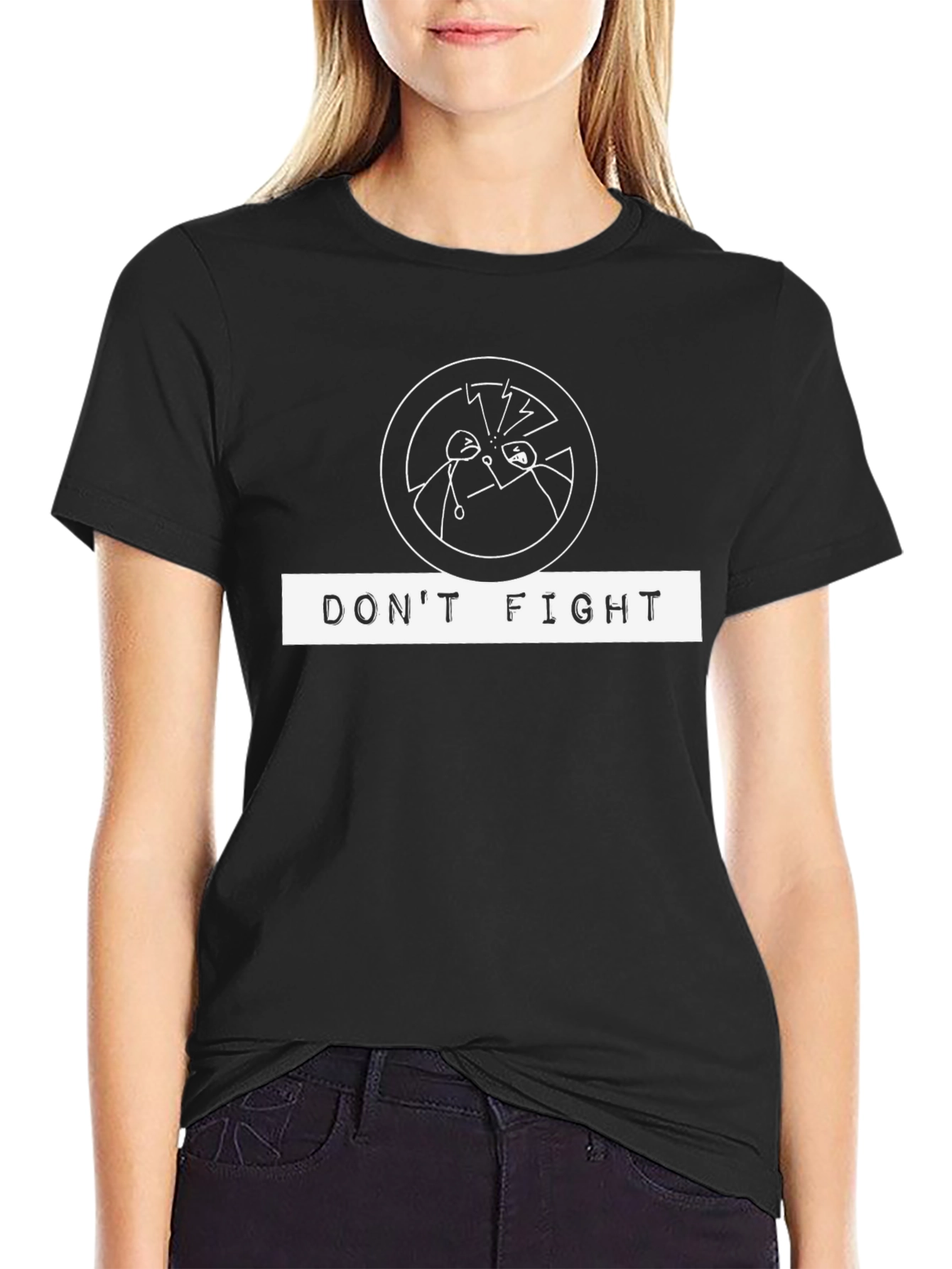Dont Fight Graphic Tee - Black Crew Neck