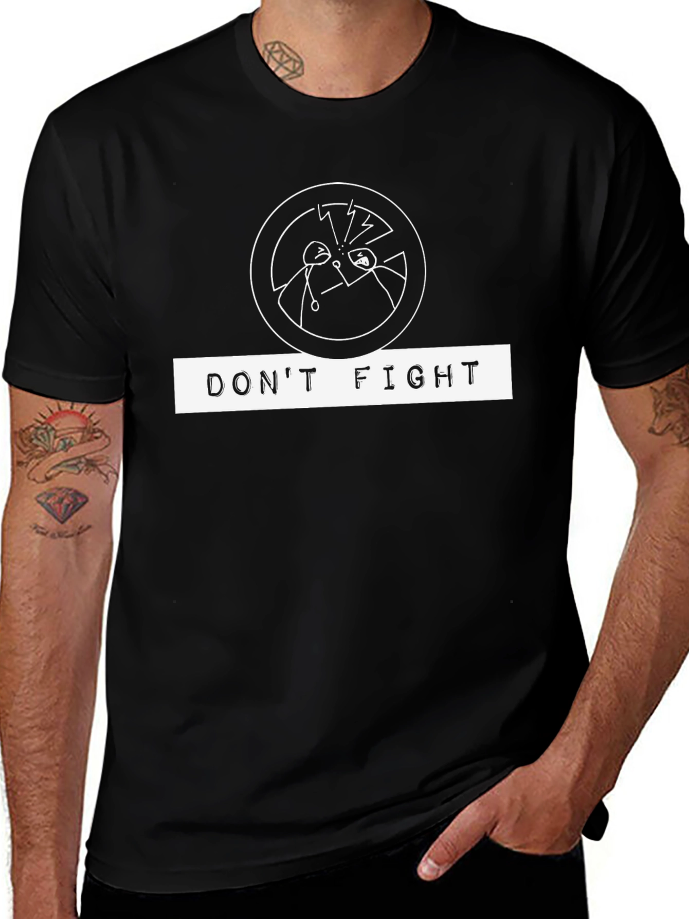 Dont Fight Graphic Tee - Black Crew Neck