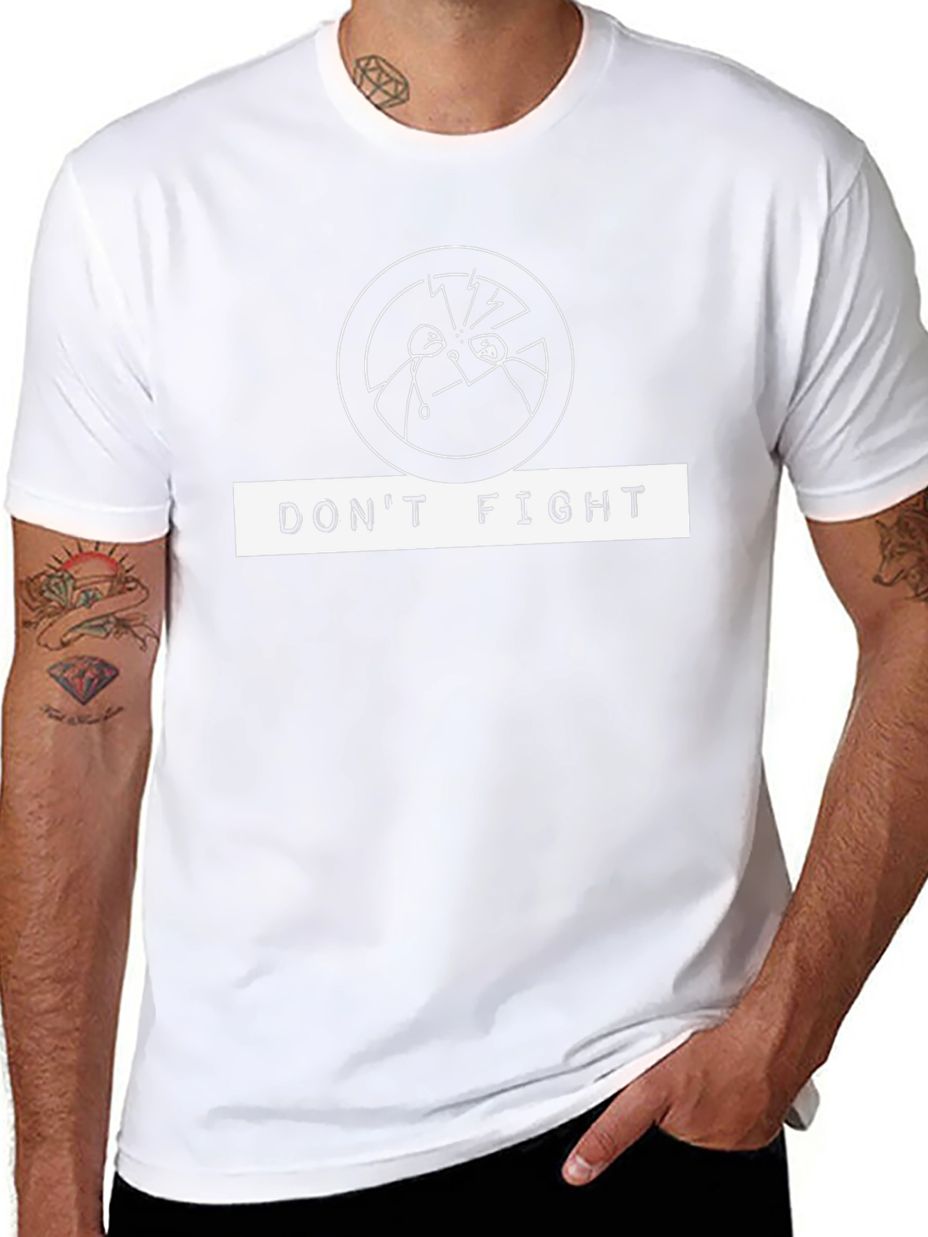 Dont Fight Graphic Tee - Black Crew Neck