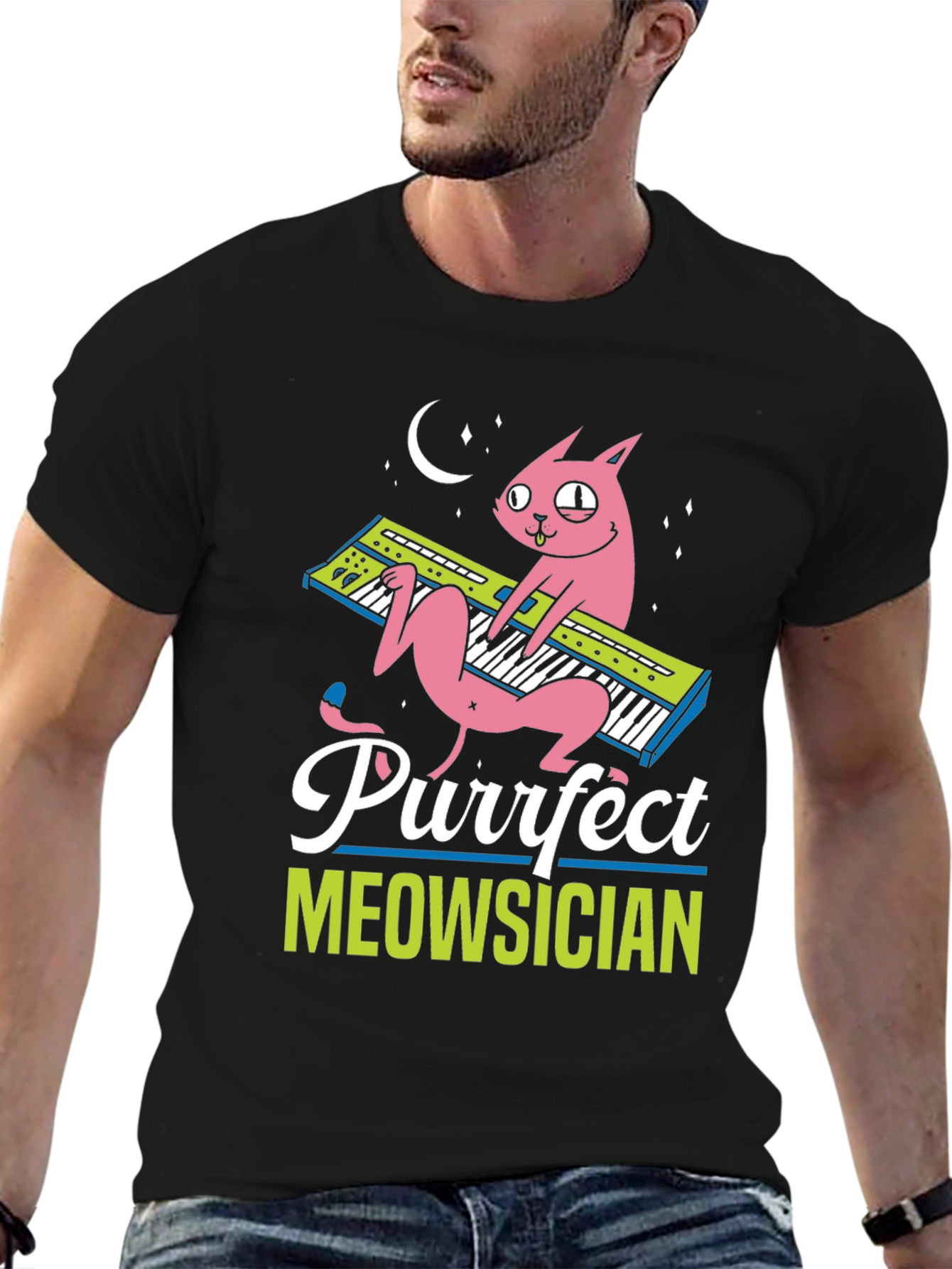 Purrfect Meowsician Graphic T-Shirt