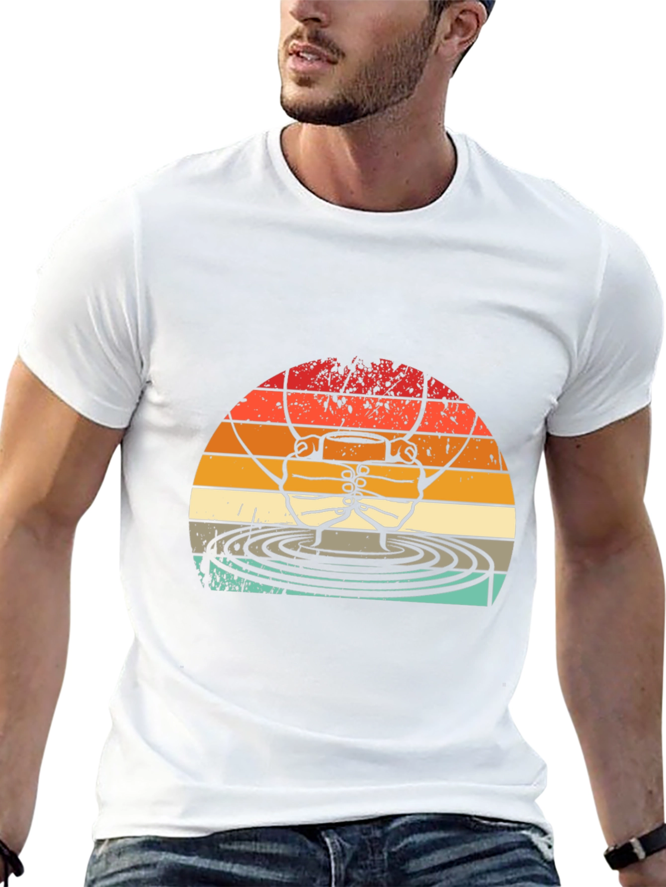 Retro Fisherman T-Shirt - Sunset Casting Design