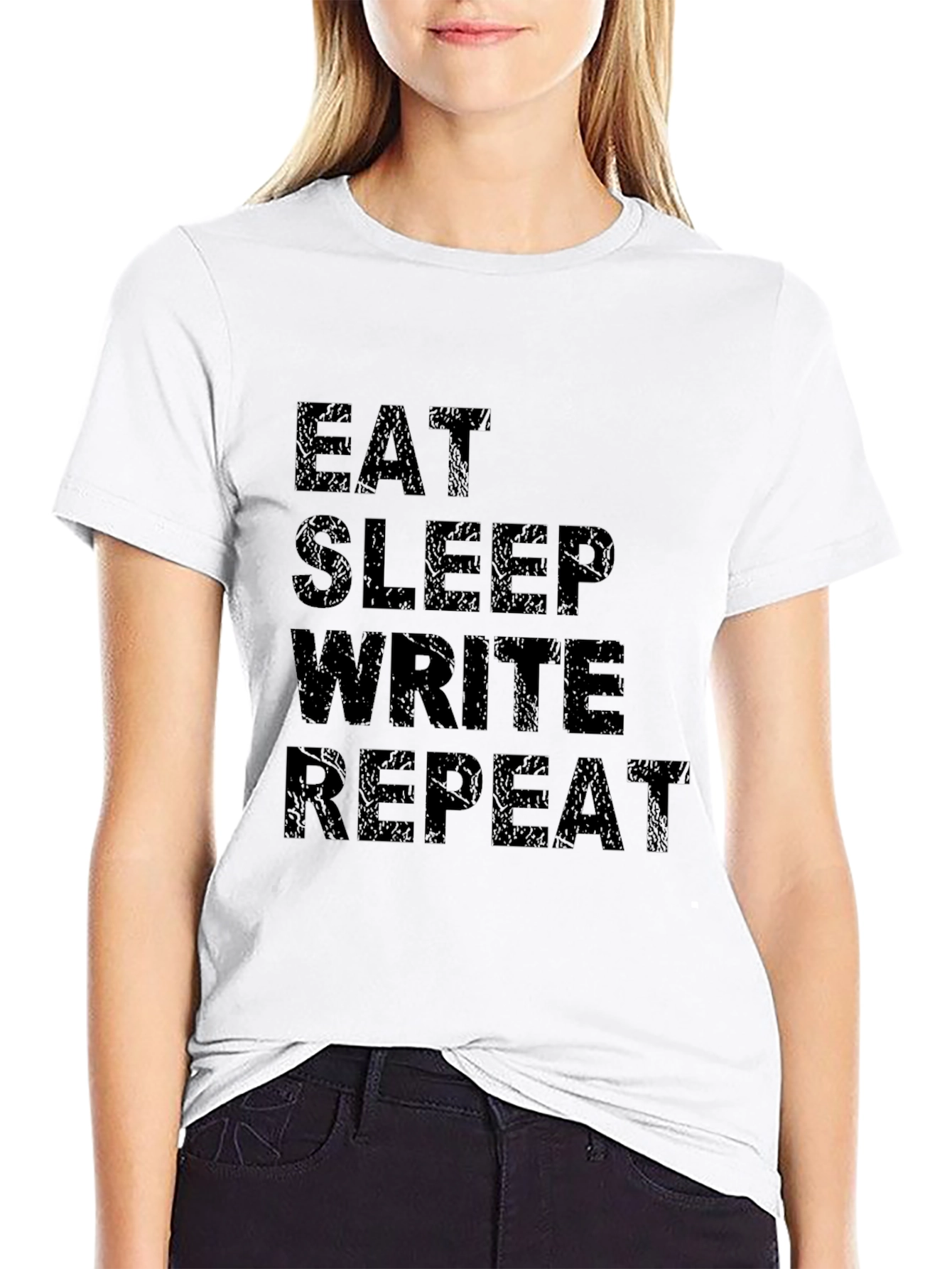 Eat Sleep Write Repeat Black Graphic Tee
