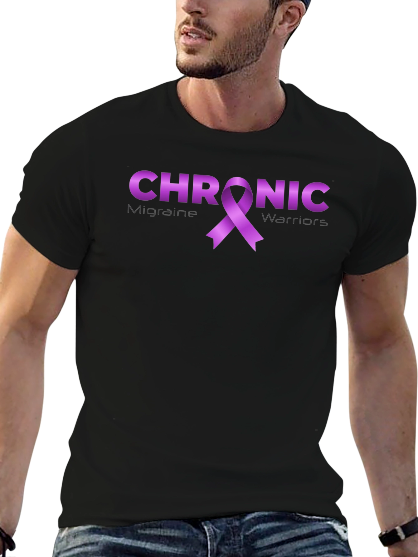 Chronic Migraine Awareness T-Shirt - Purple Ribbon