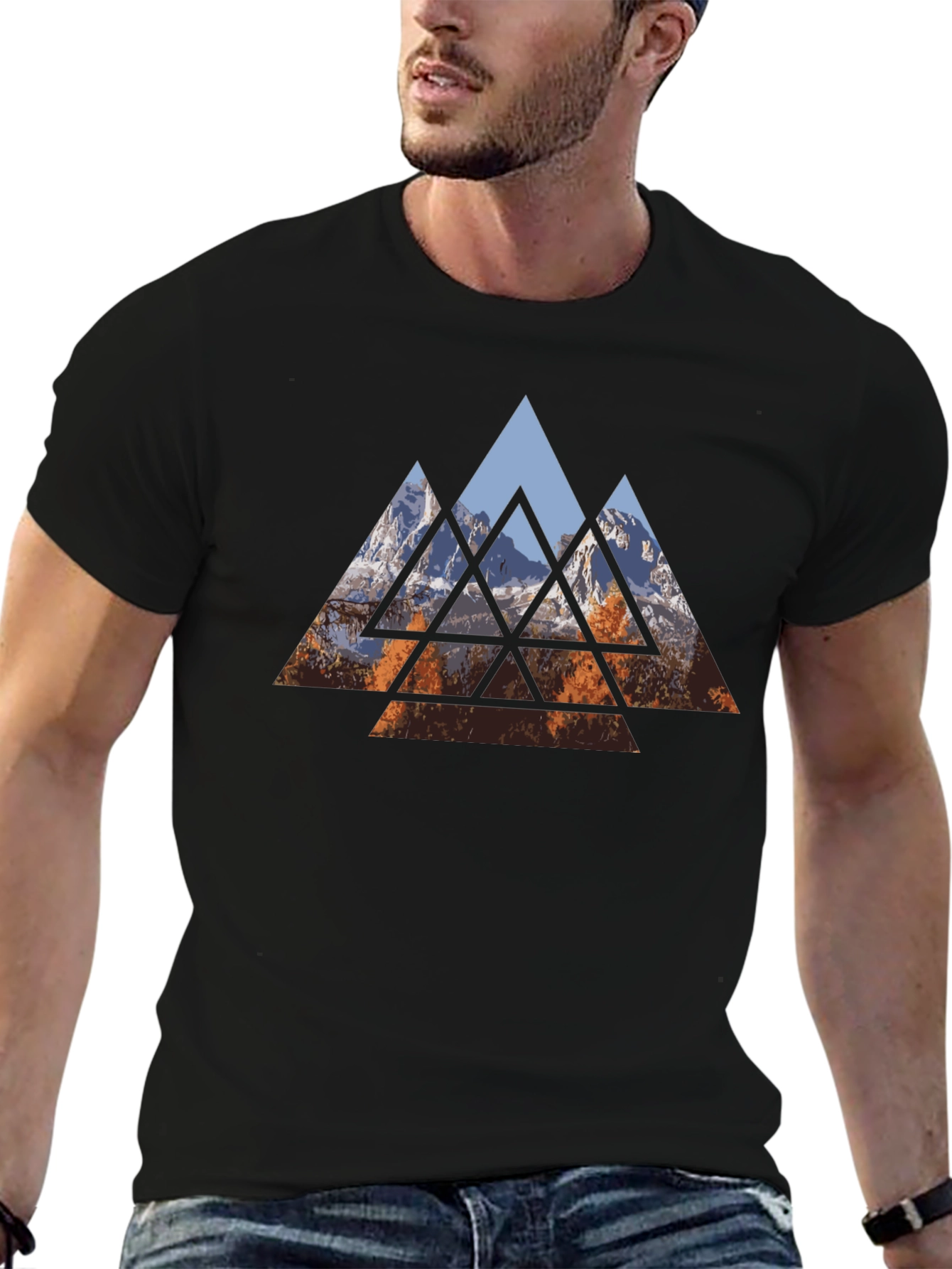 Geometric Mountain Graphic Tee - Stylish Menswear