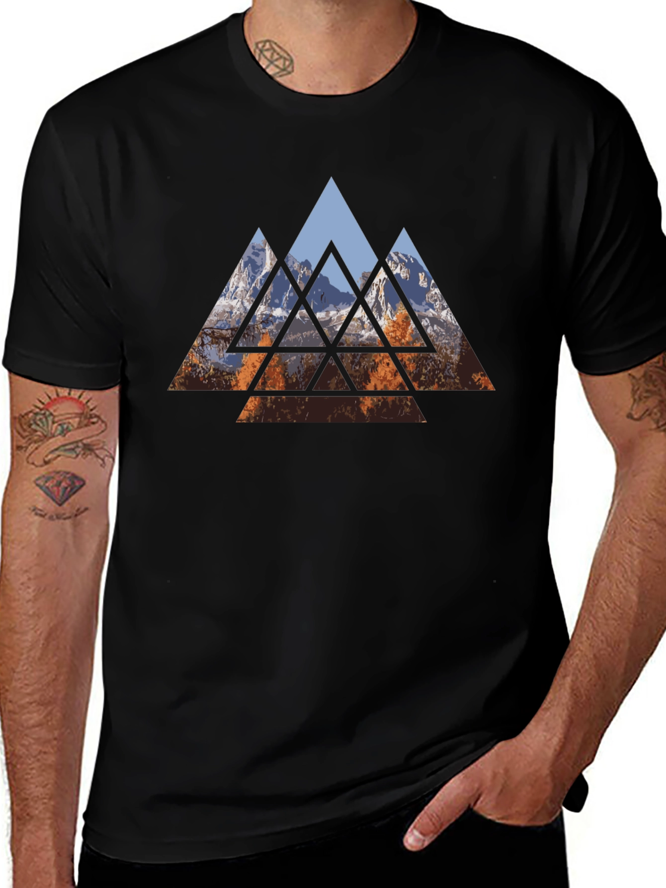Geometric Mountain Graphic Tee - Stylish Menswear