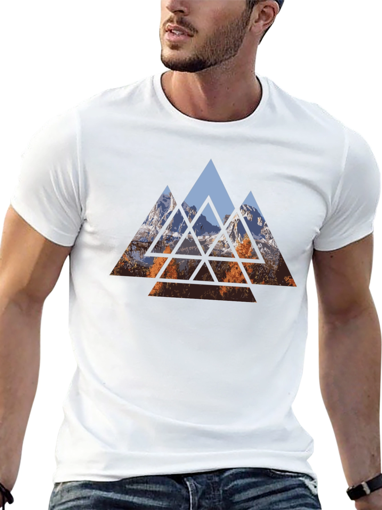 Geometric Mountain Graphic Tee - Stylish Menswear