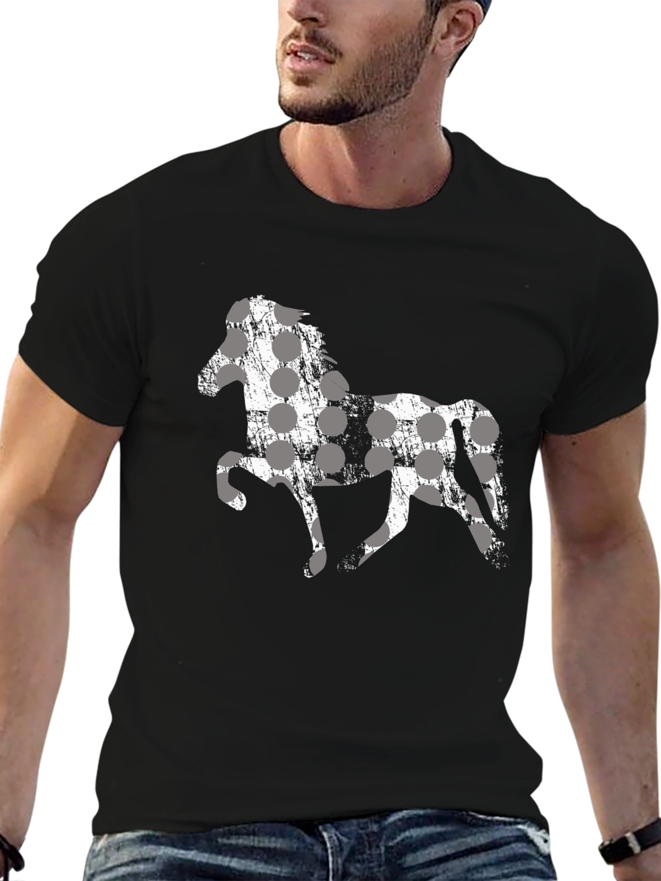 Horse Silhouette Mens Black T-Shirt