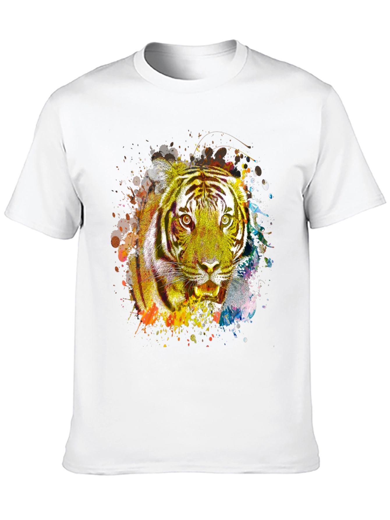 Vibrant Tiger Graphic Print Black T-Shirt