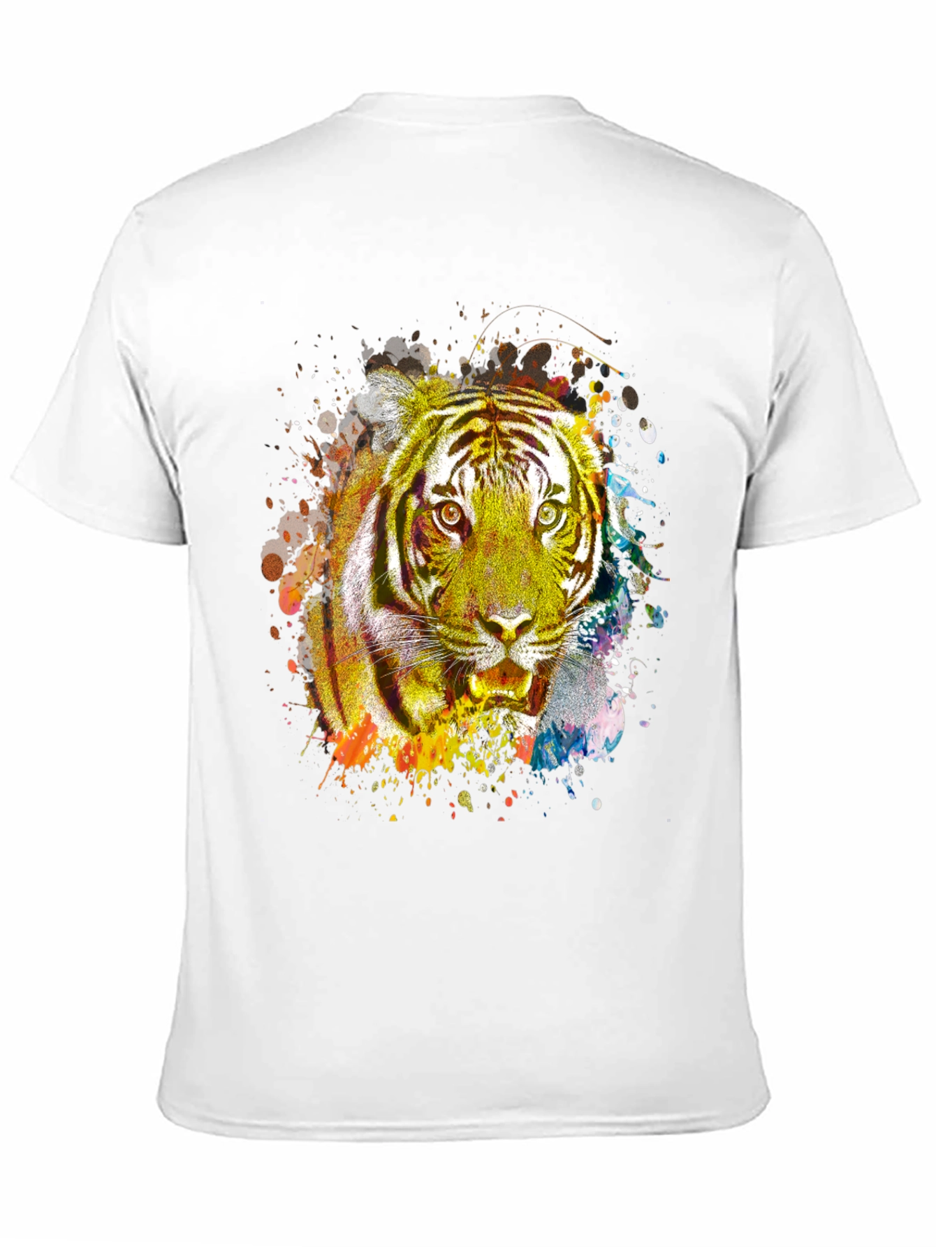 Vibrant Tiger Graphic Print Black T-Shirt