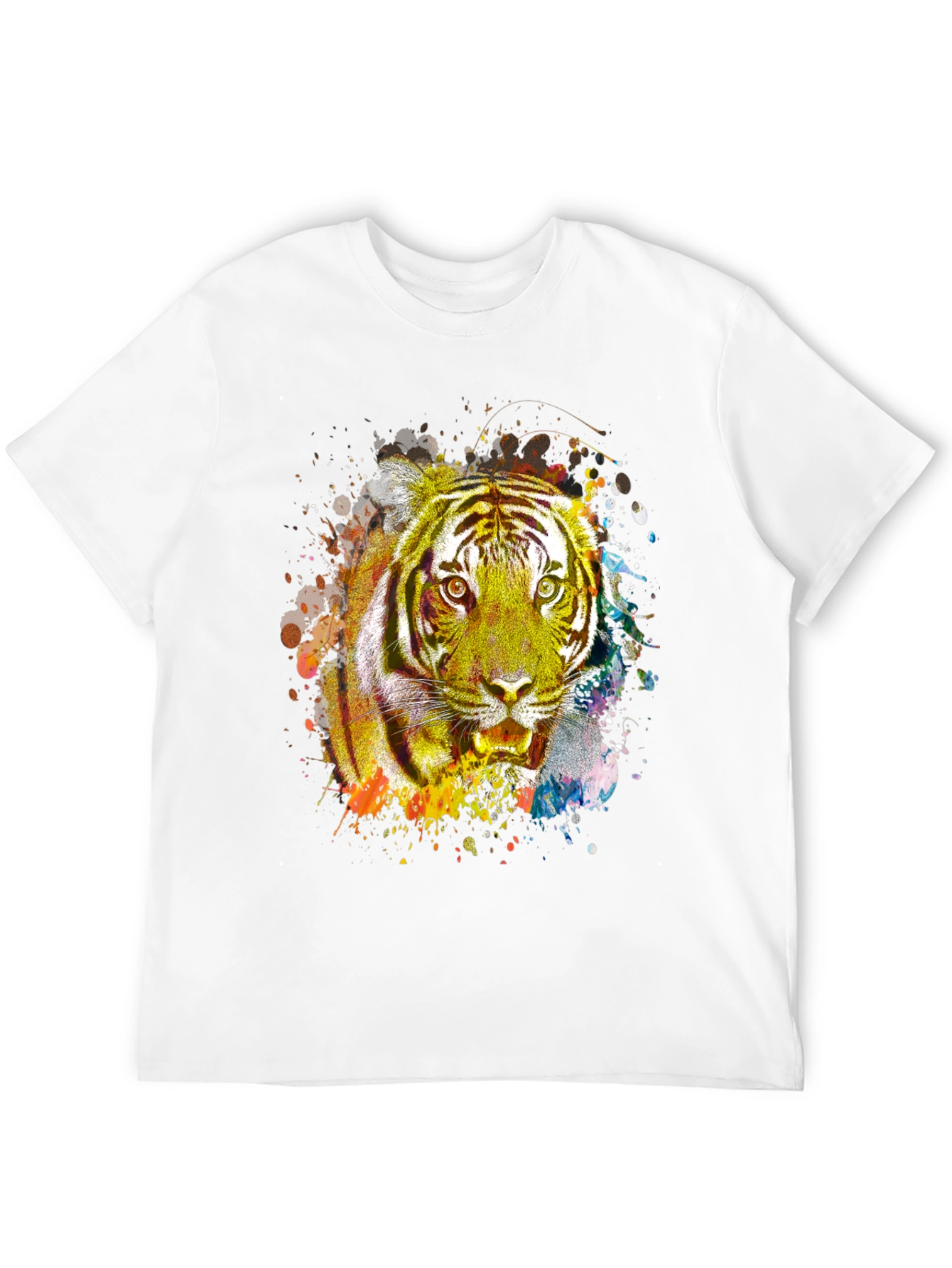 Vibrant Tiger Graphic Print Black T-Shirt