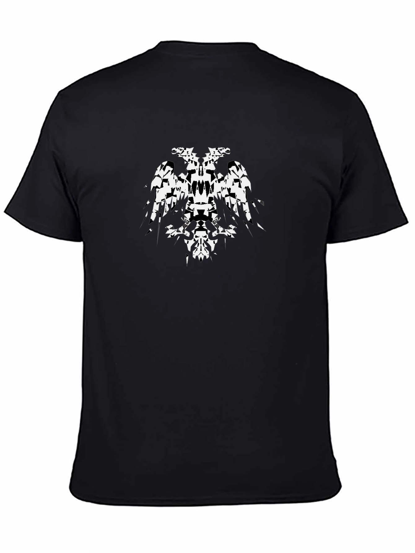 Abstract Black T-Shirt with 2-Headed Eagle