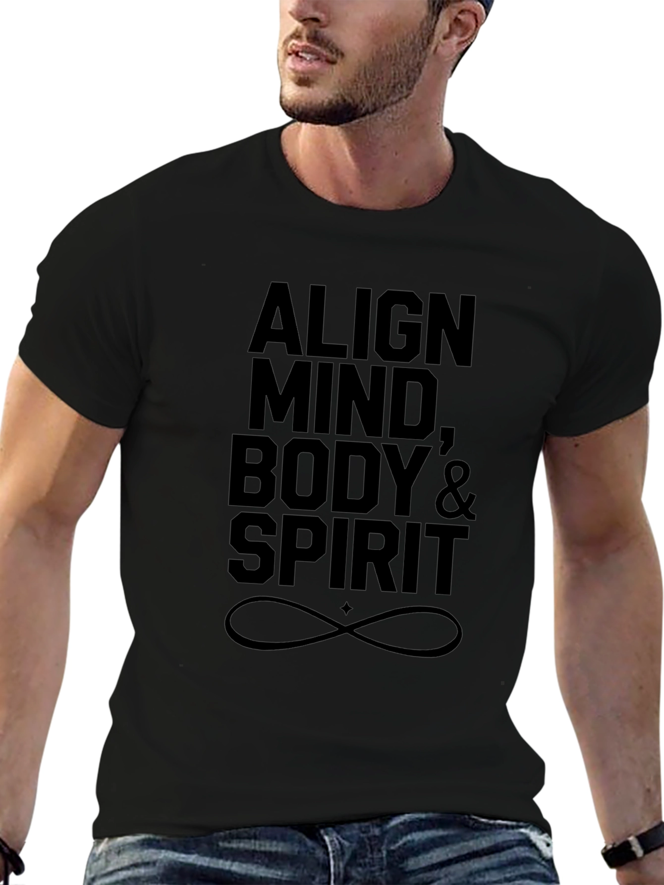 Align Mind Body & Spirit Black Graphic T-Shirt