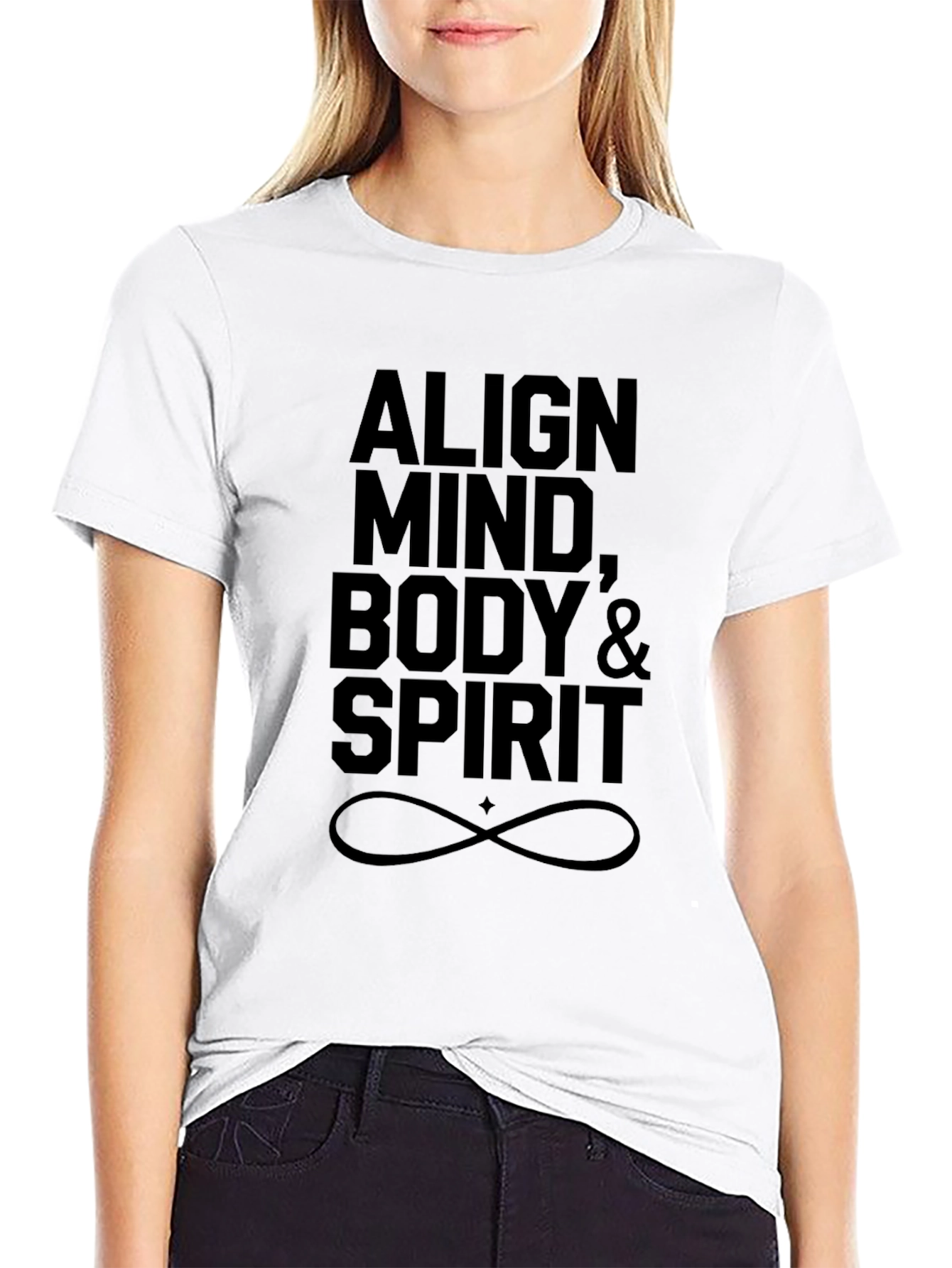 Align Mind Body & Spirit Black Graphic T-Shirt