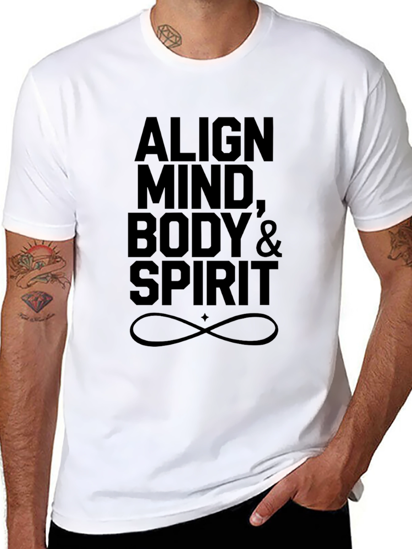 Align Mind Body & Spirit Black Graphic T-Shirt