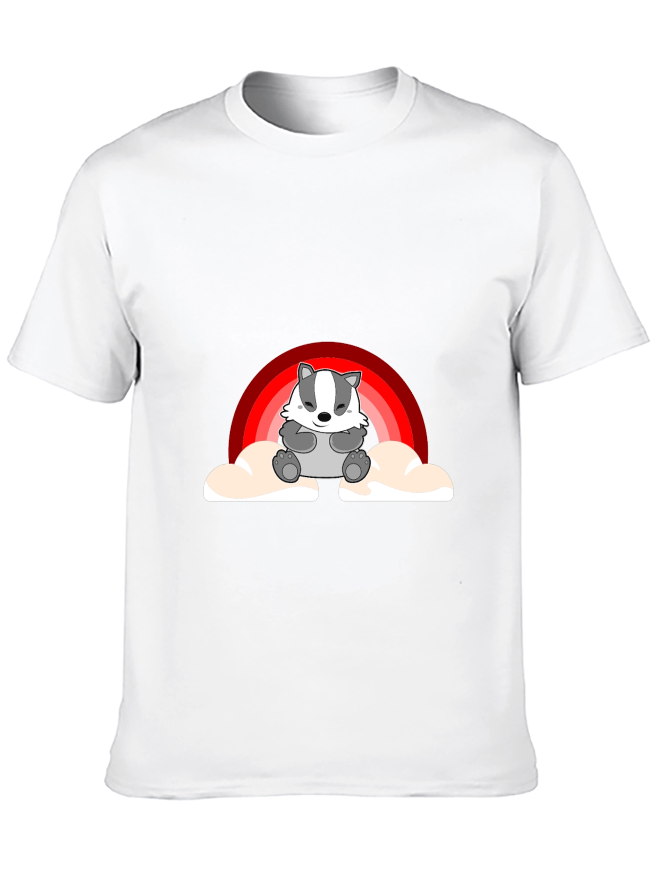 Cute Badger Rainbow Cloud Graphic T-Shirt