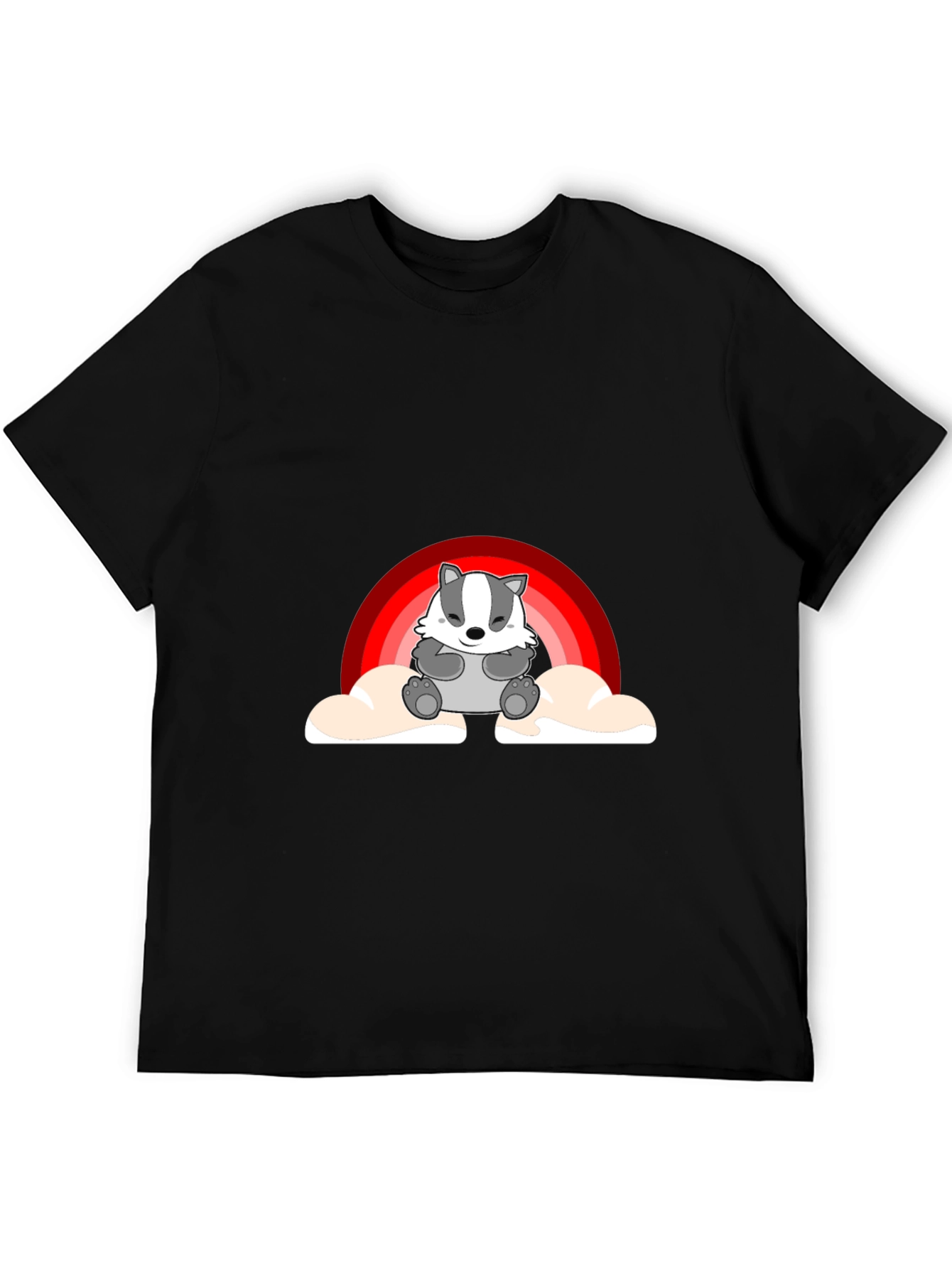 Cute Badger Rainbow Cloud Graphic T-Shirt