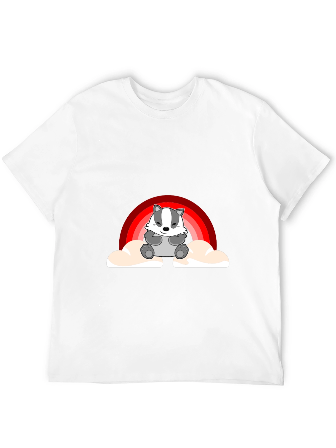 Cute Badger Rainbow Cloud Graphic T-Shirt