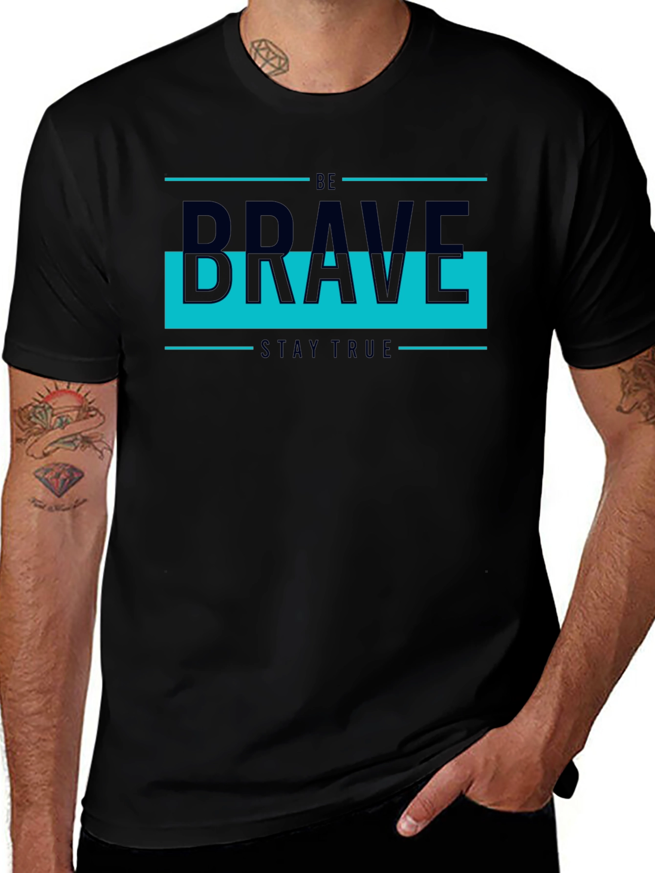 Be Brave Graphic Tee - Mens Casual Black T-Shirt