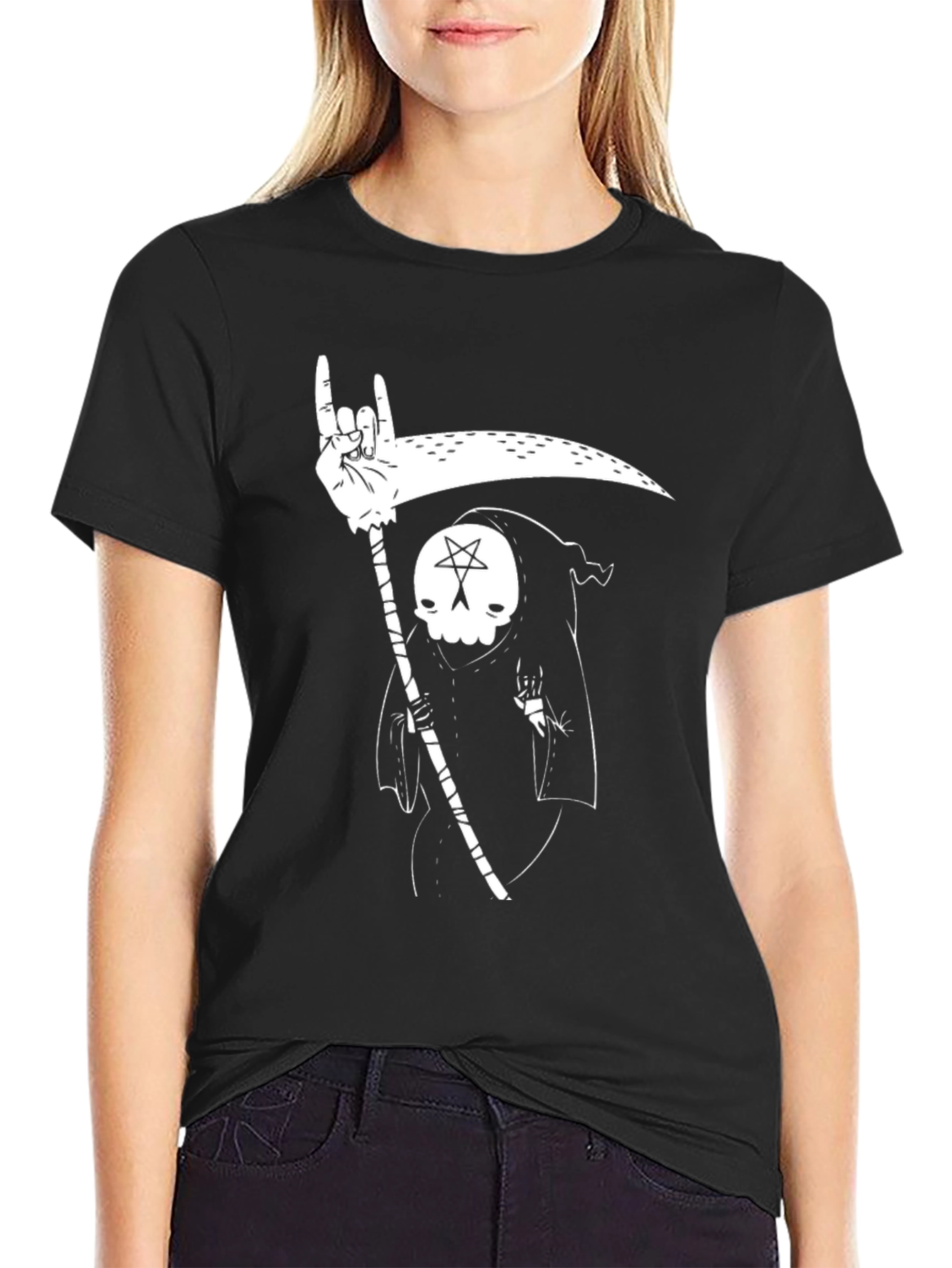 Grim Reaper Graphic Tee - Heavy Metal Death Design