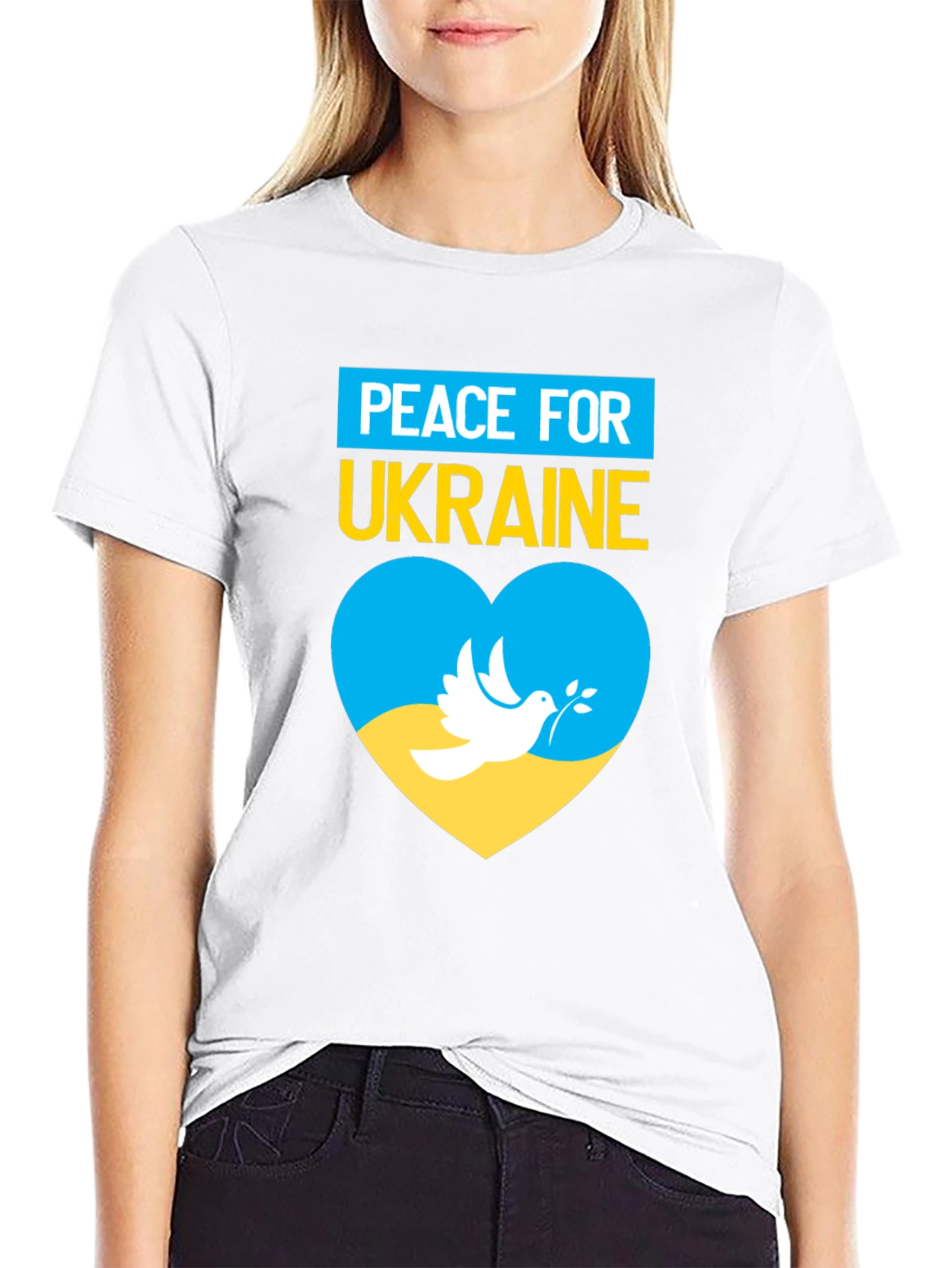 Peace for Ukraine T-Shirt Dove Heart
