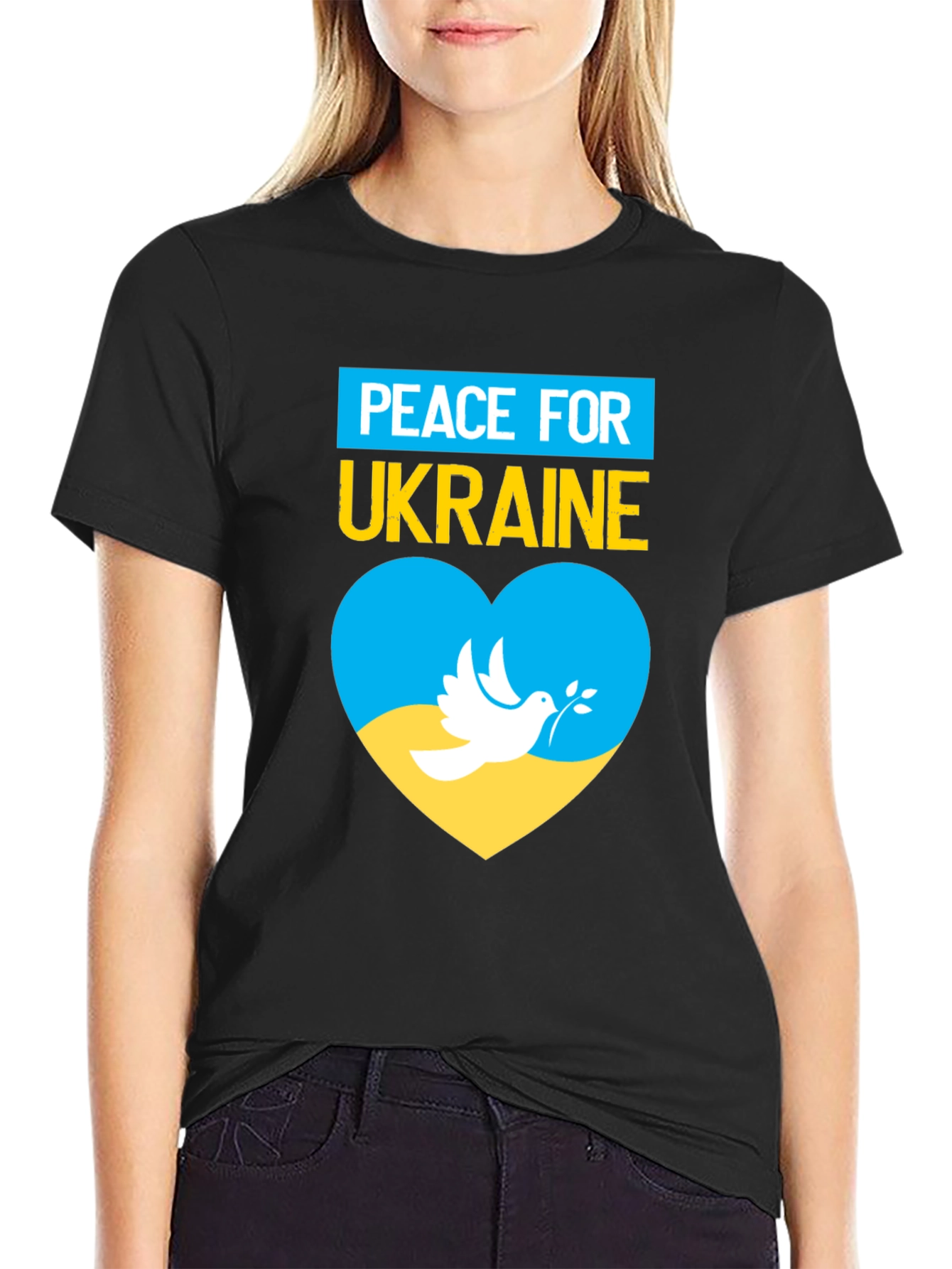 Peace for Ukraine T-Shirt Dove Heart