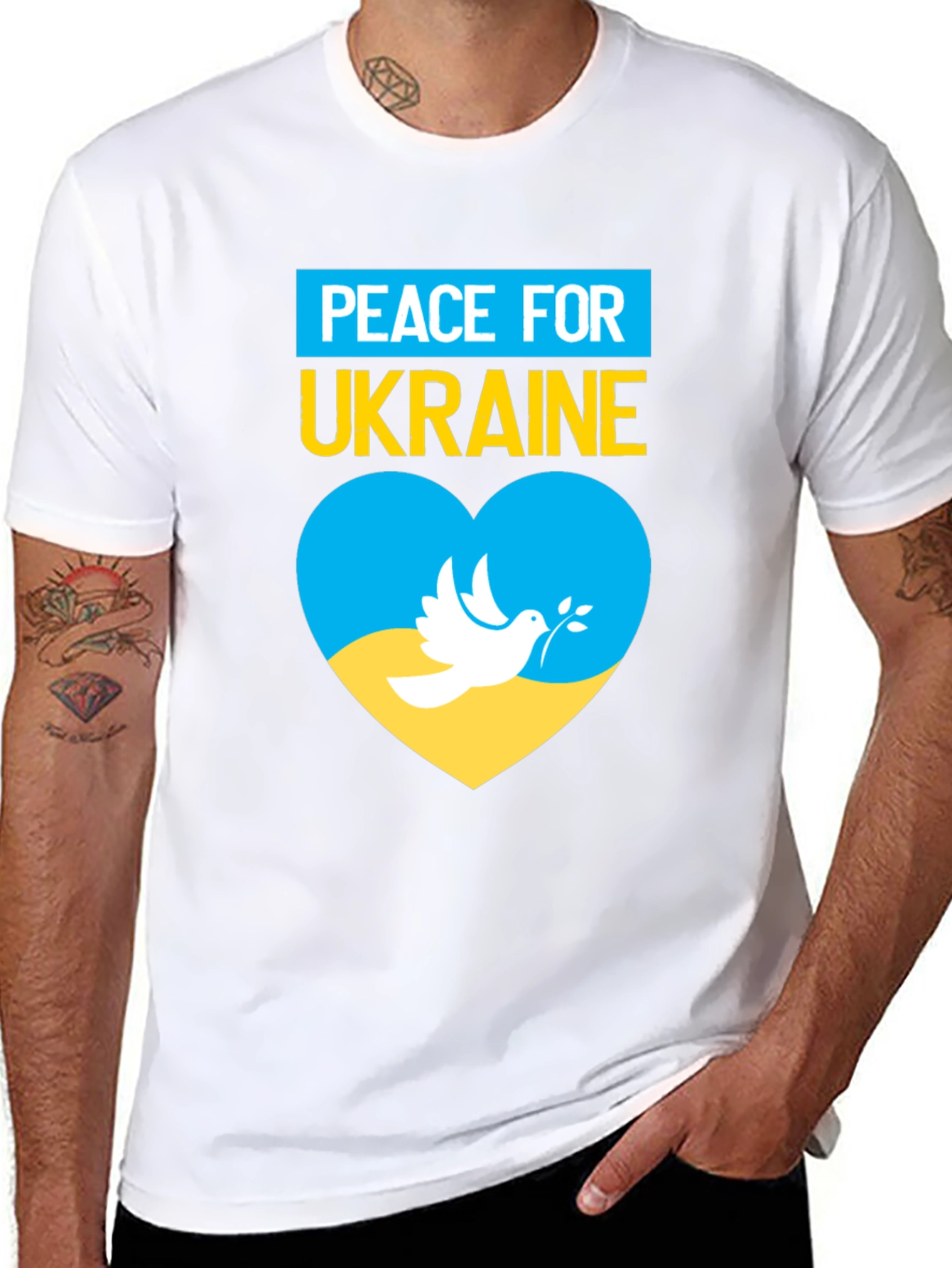 Peace for Ukraine T-Shirt Dove Heart
