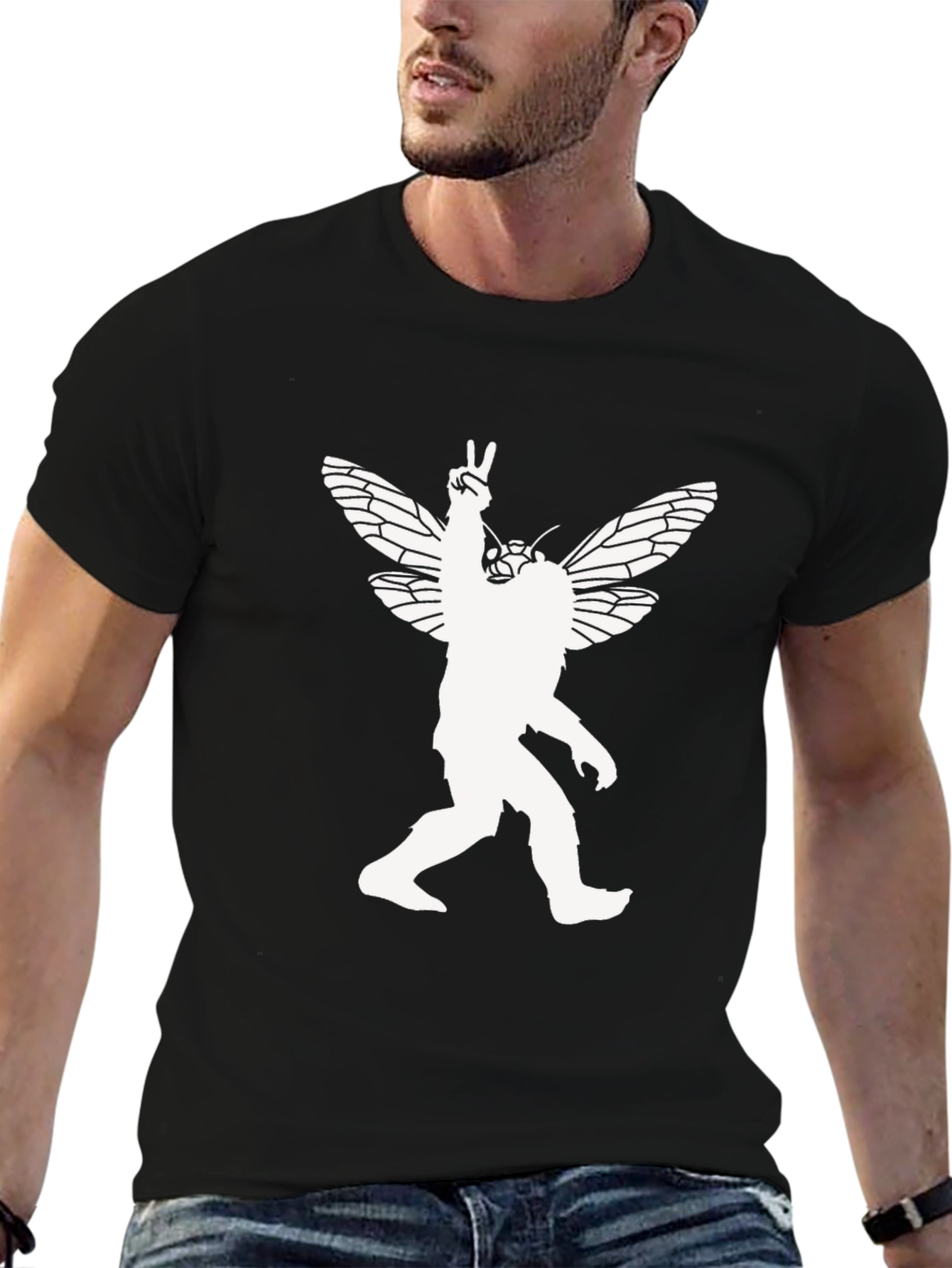Cicada Bigfoot Peace Sign T-Shirt