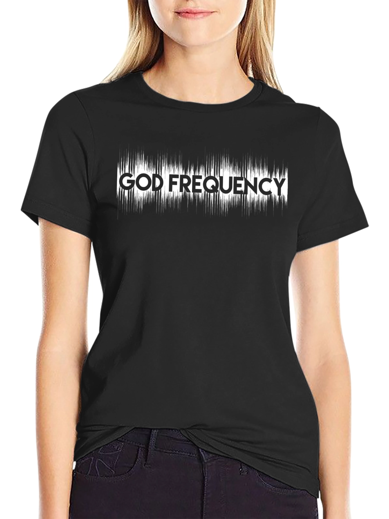 God Frequency Graphic T-Shirt - Black Crew Neck Tee
