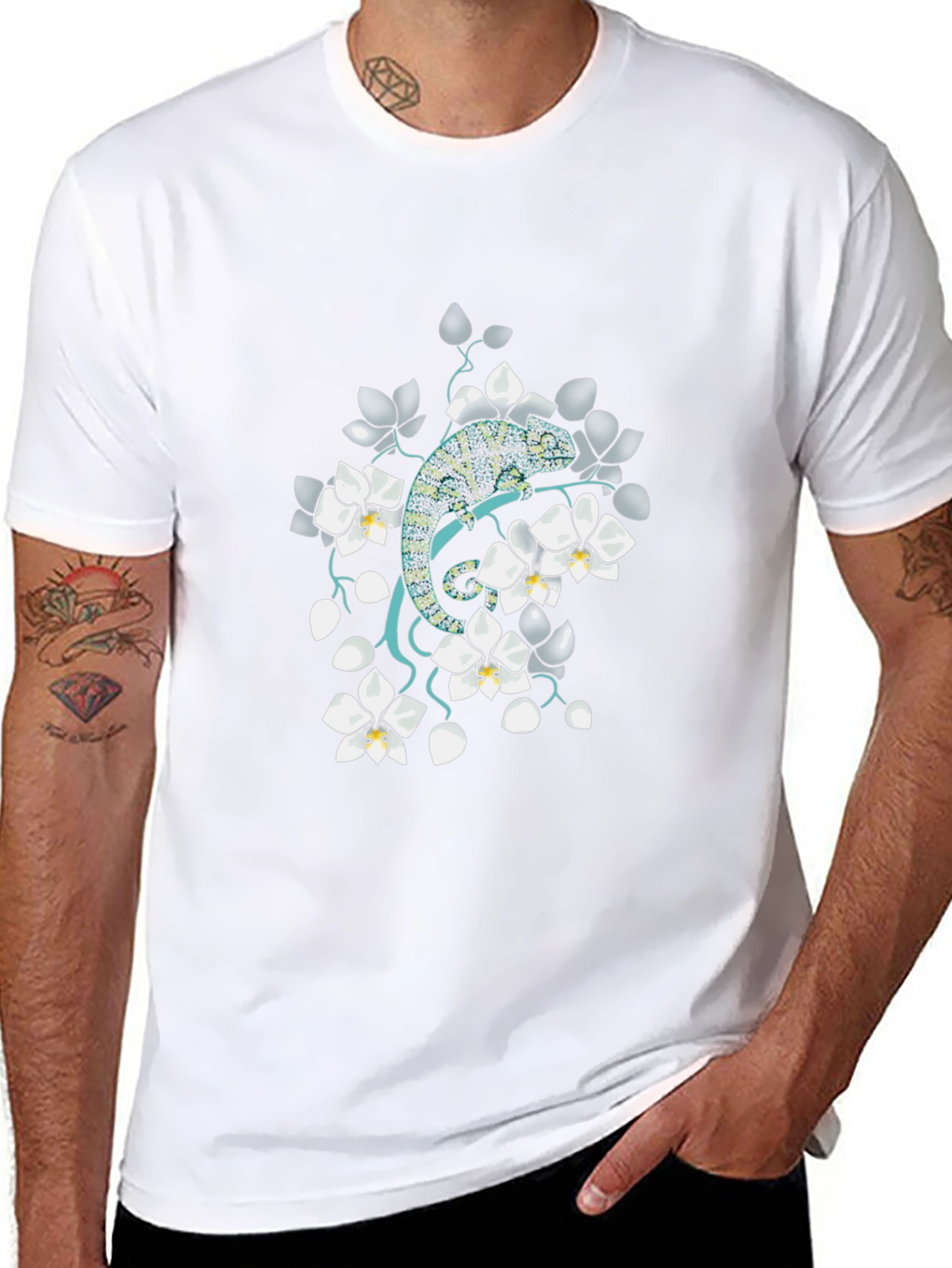 Chameleon Floral T-Shirt - Unique Graphic Tee