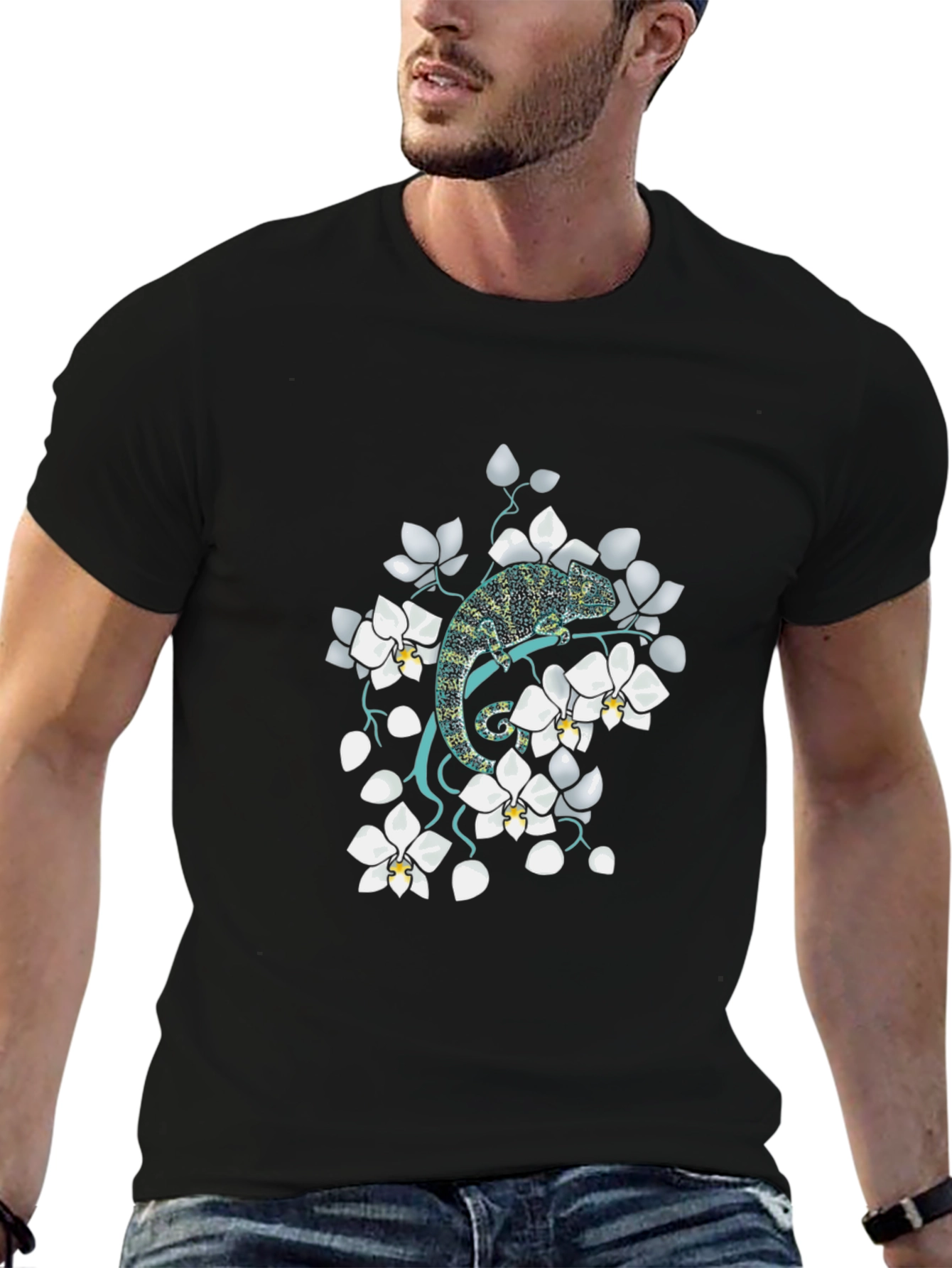 Chameleon Floral T-Shirt - Unique Graphic Tee
