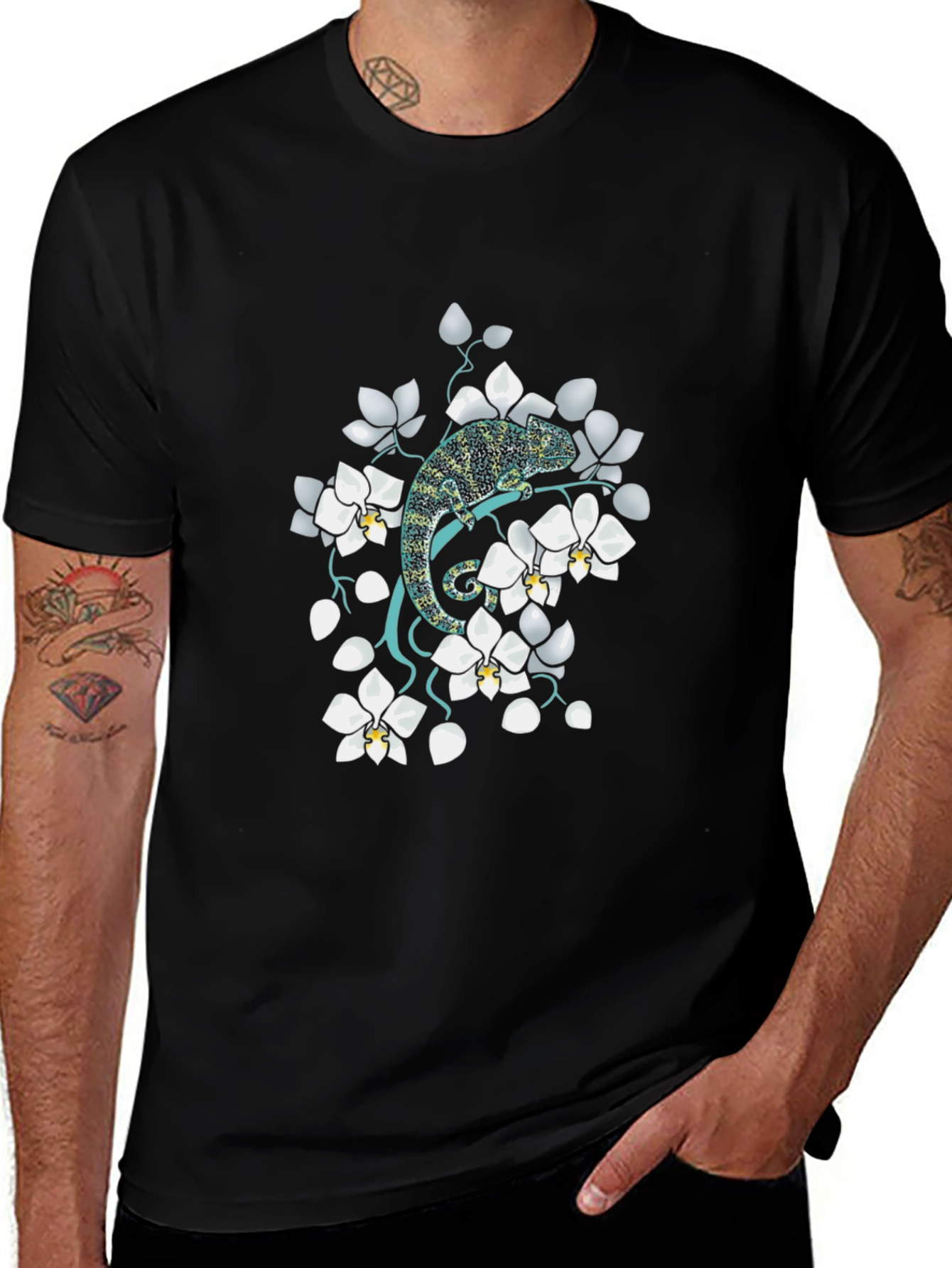 Chameleon Floral T-Shirt - Unique Graphic Tee