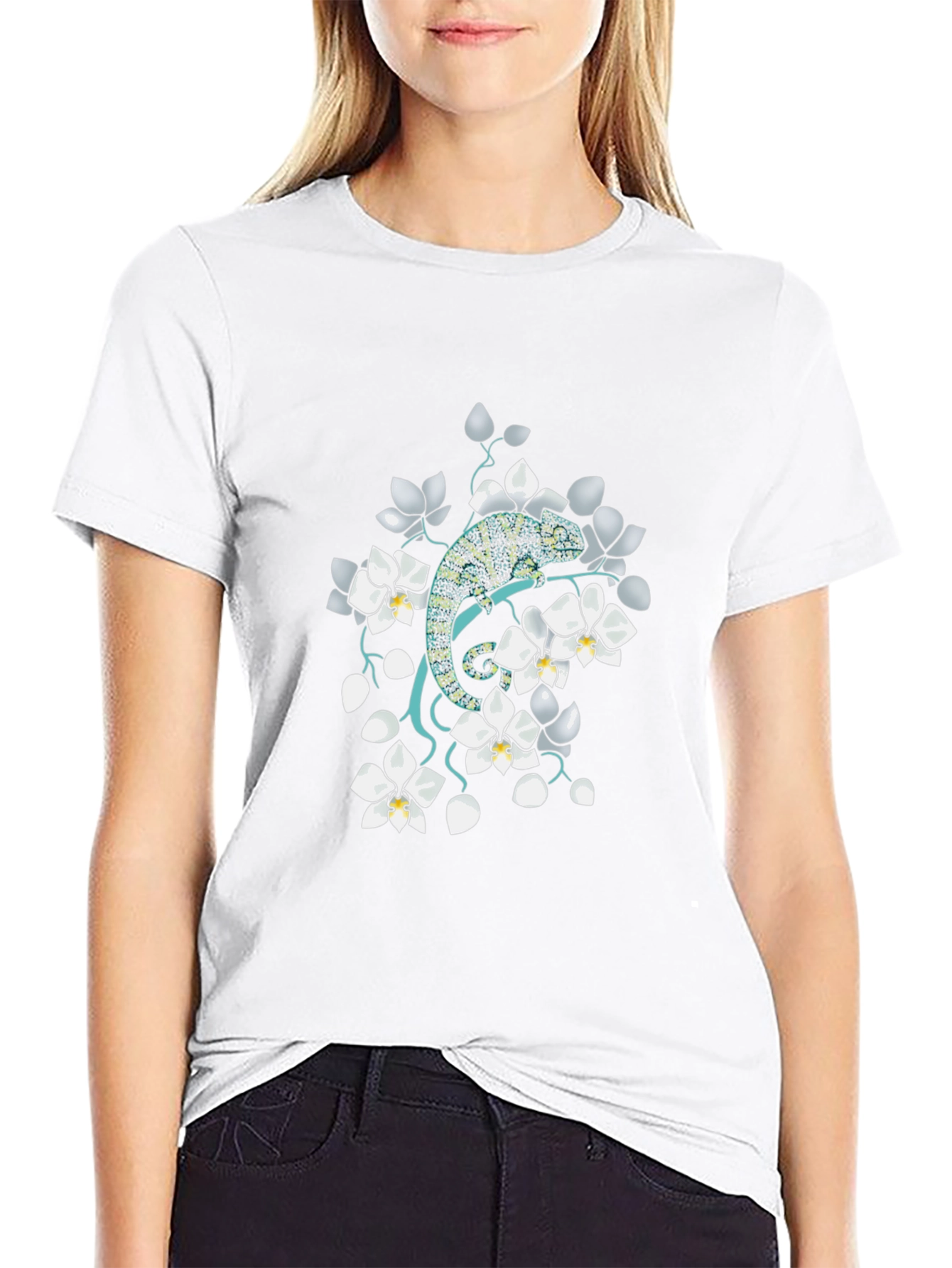 Chameleon Floral T-Shirt - Unique Graphic Tee