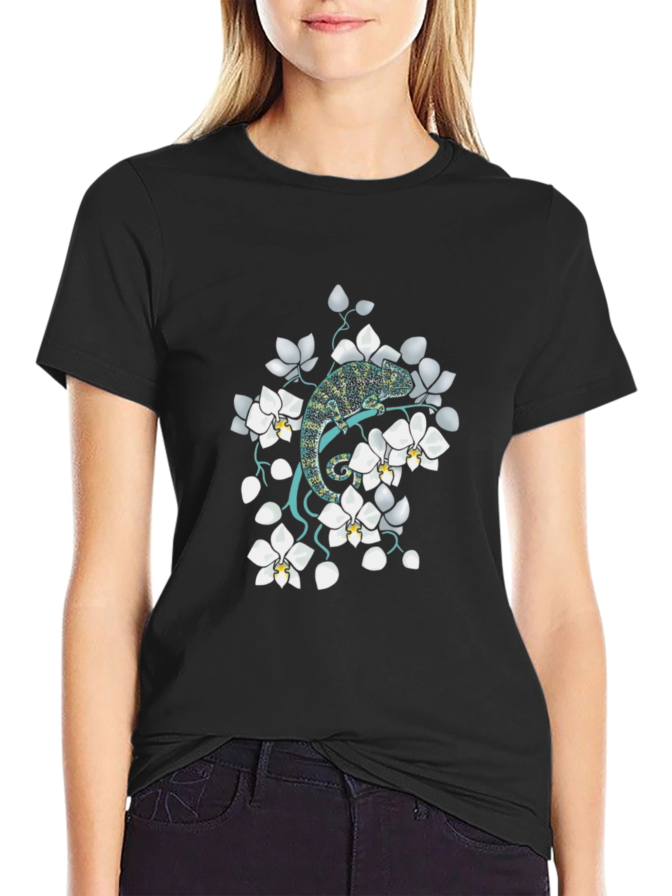 Chameleon Floral T-Shirt - Unique Graphic Tee