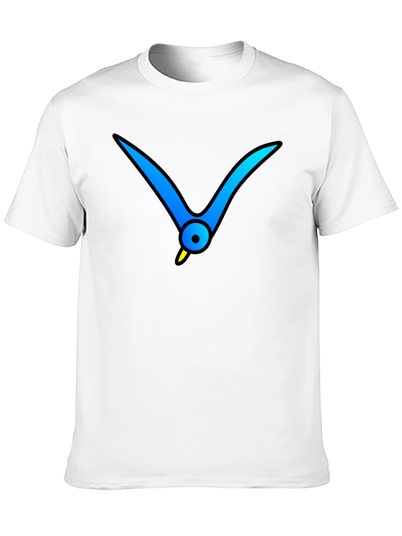 Black T-Shirt with Abstract Blue Bird Graphic
